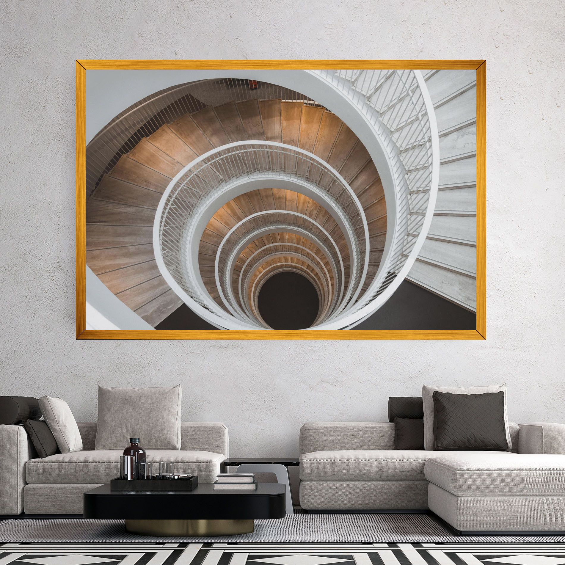 White Spiral Stairs mockup 2