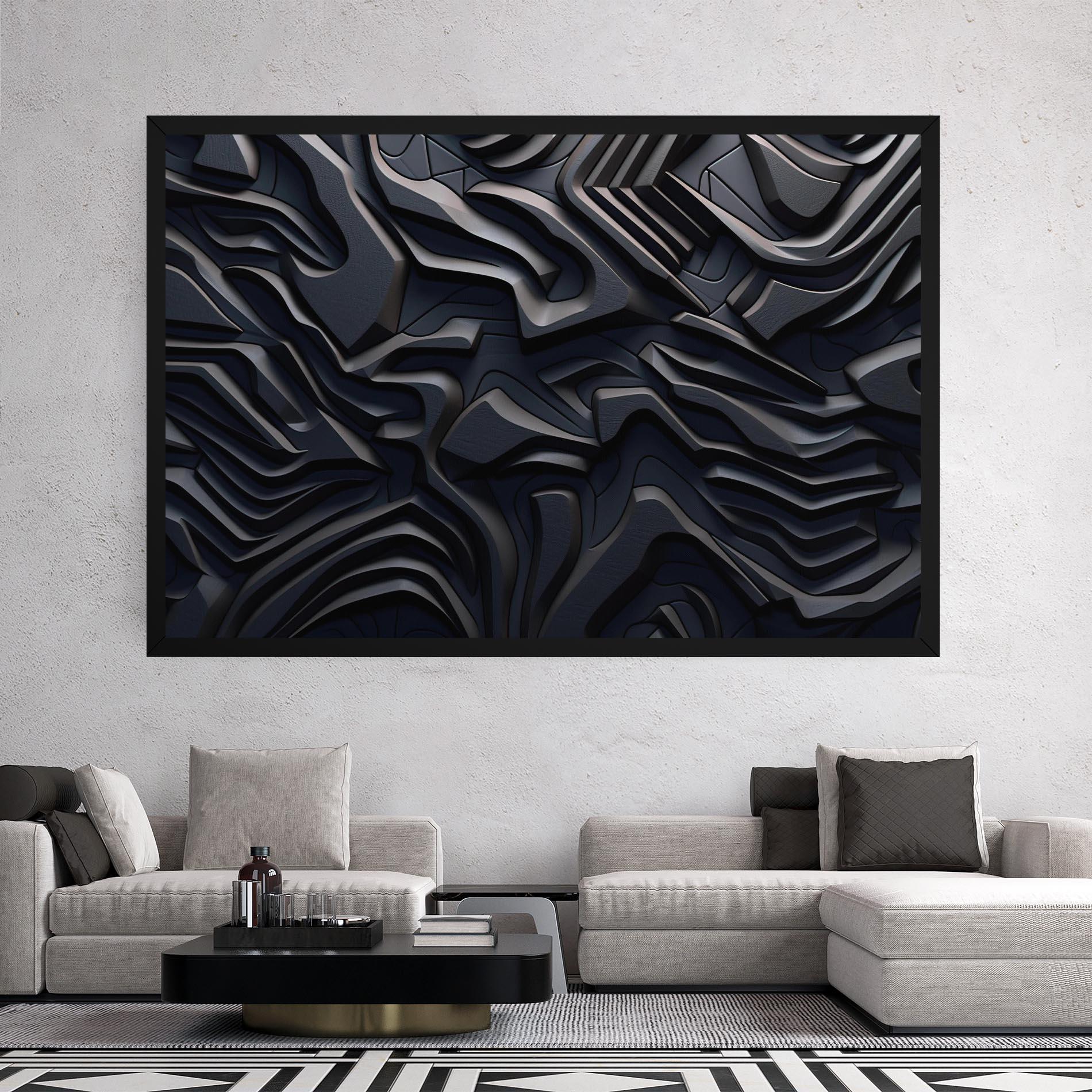 Leinwandbild Black 3d Lines mockup 2