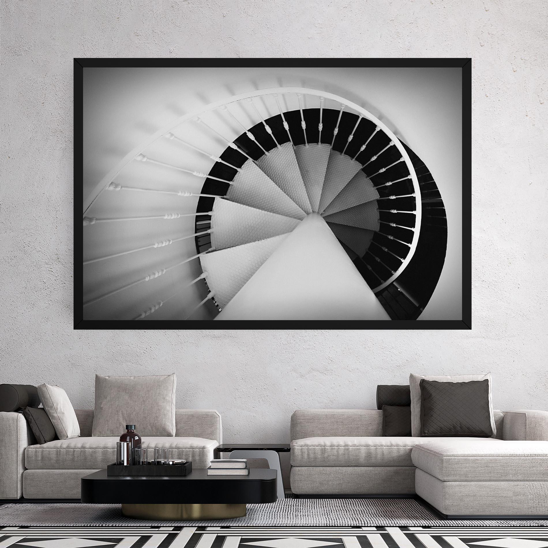 Leinwandbild Black Circle Stairs mockup 2