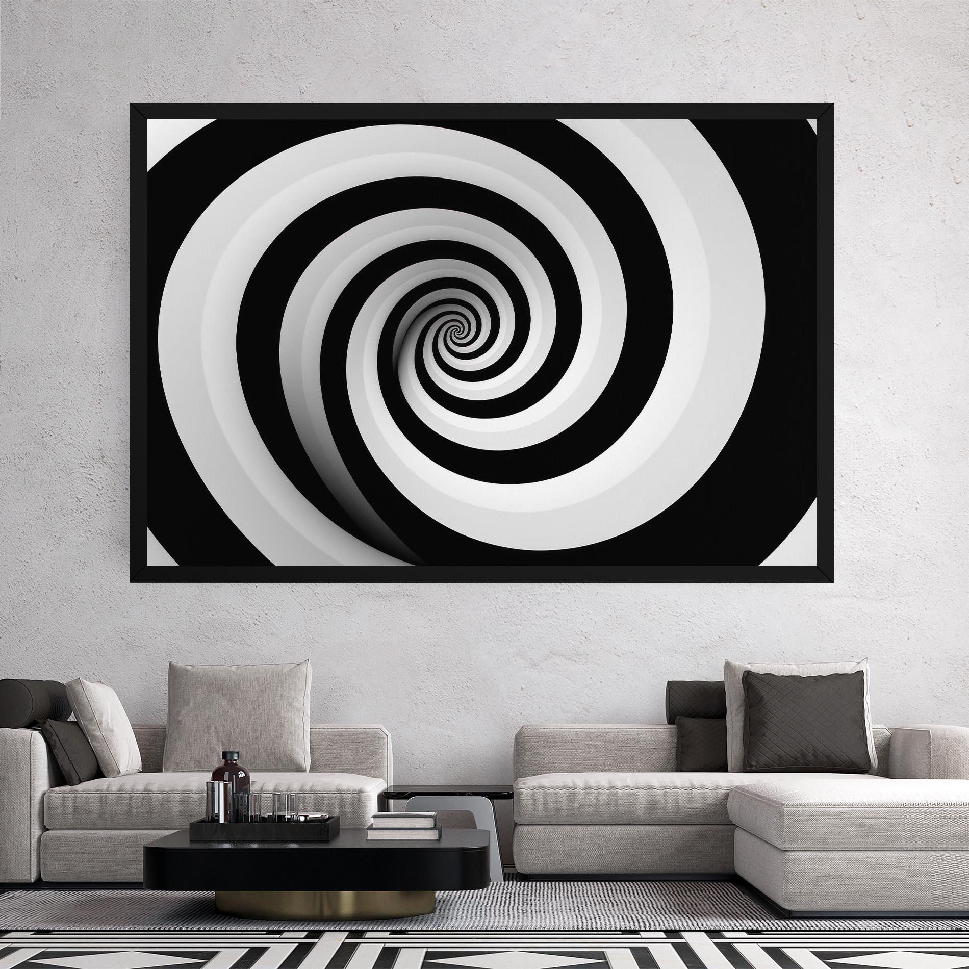 Leinwandbild Black White Spiral mockup 2