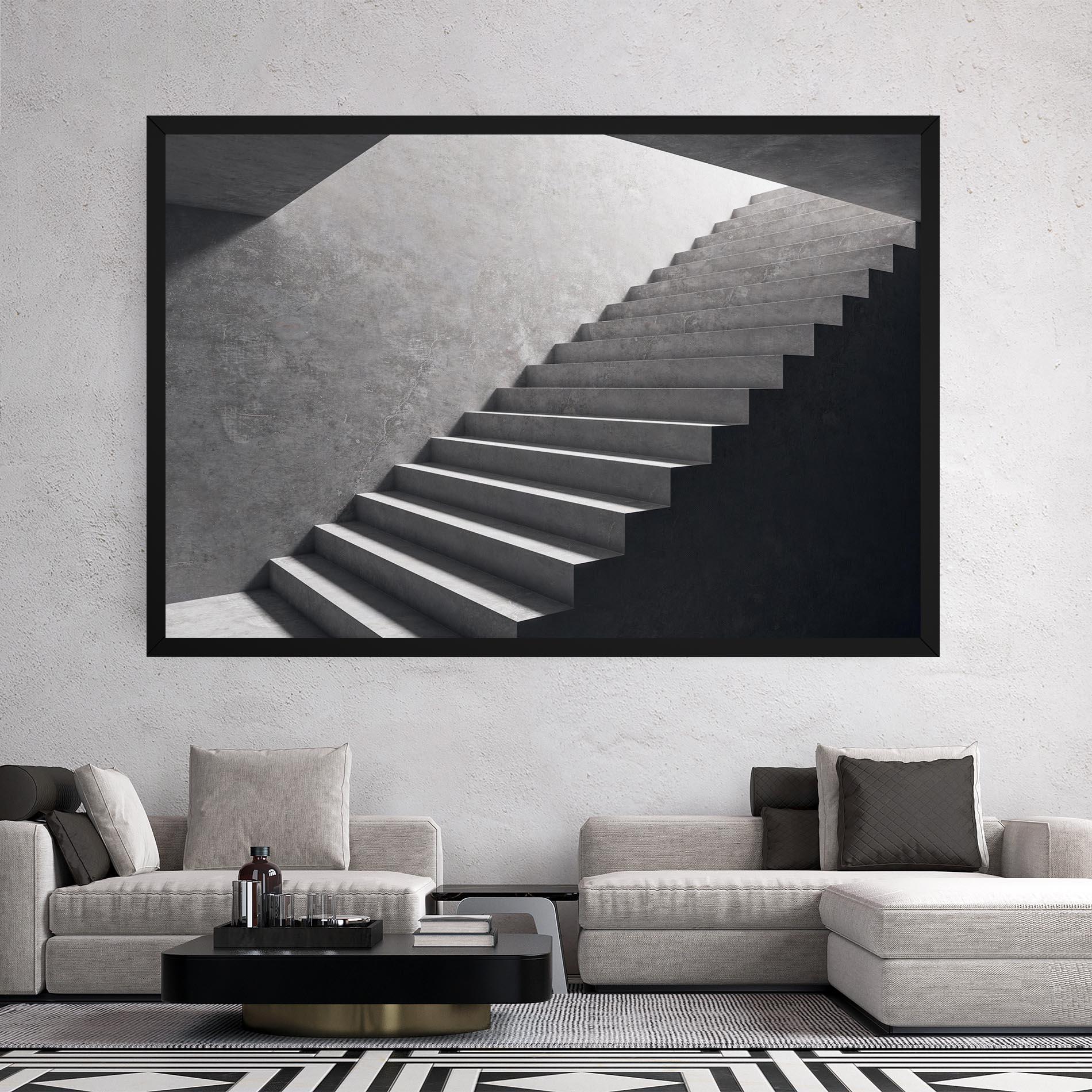 Leinwandbild Concrete Stairs mockup 2