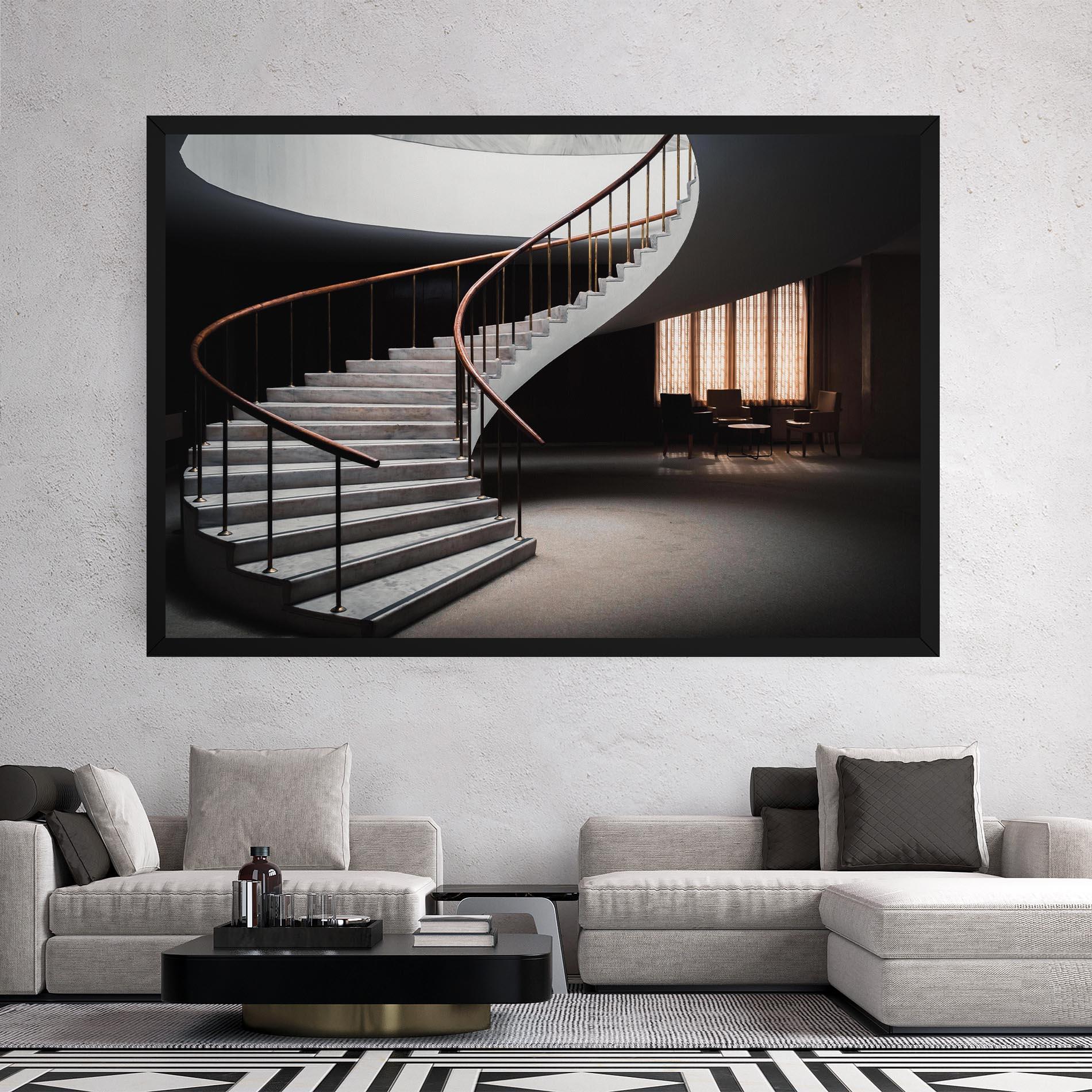 Leinwandbild Dark Room Stairs mockup 2