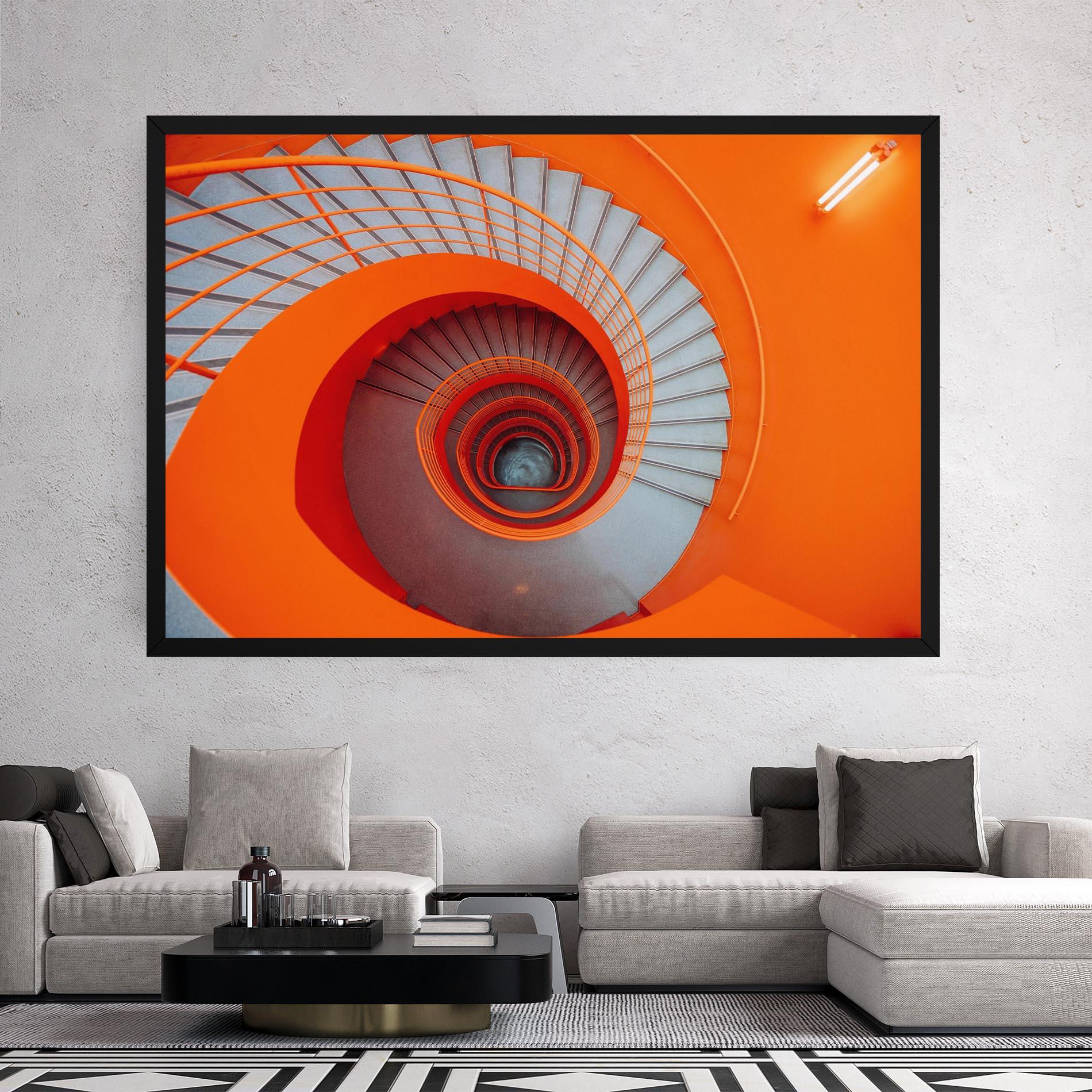 Leinwandbild Grey Orange Stairs mockup 2