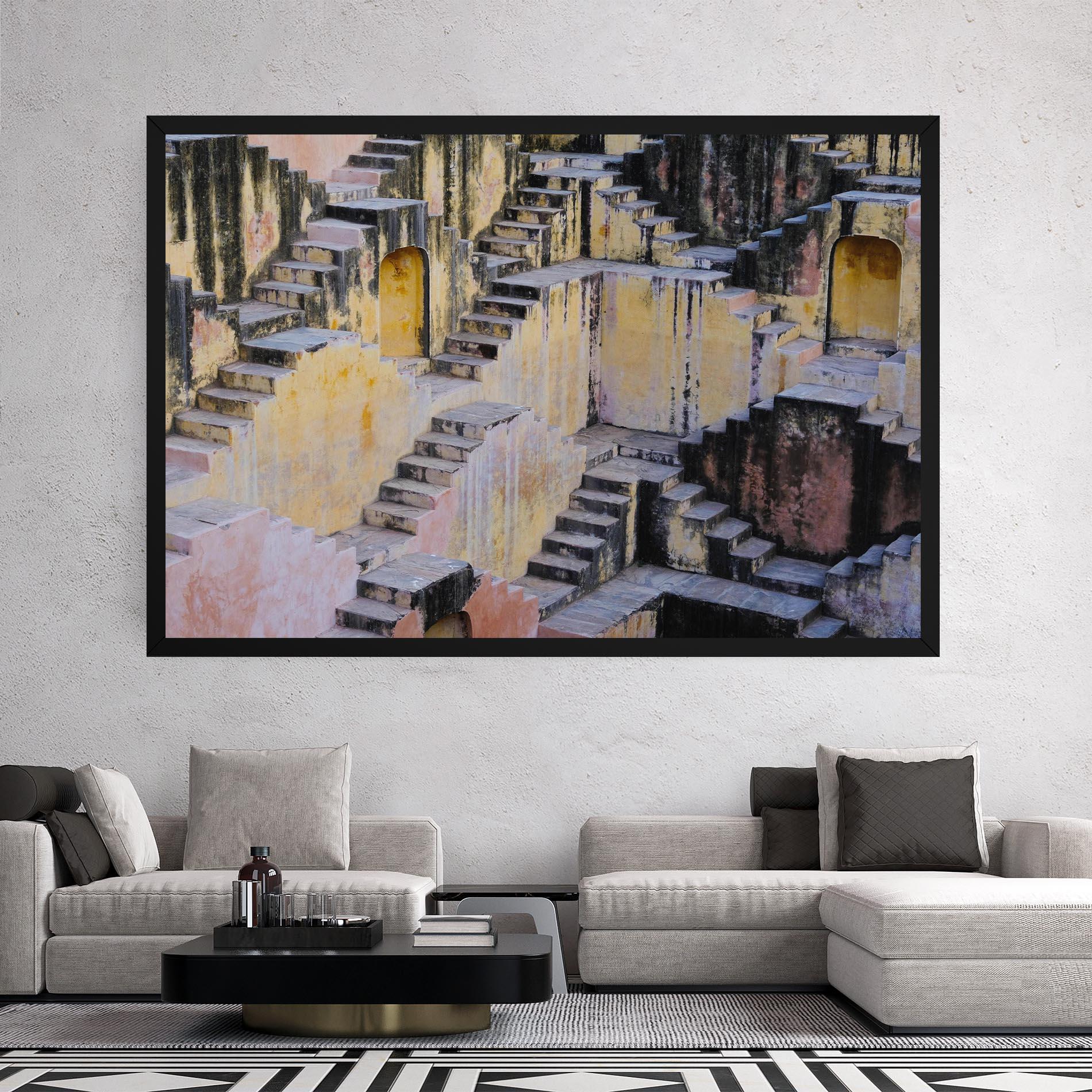 Leinwandbild Old Yellow Stairs mockup 2