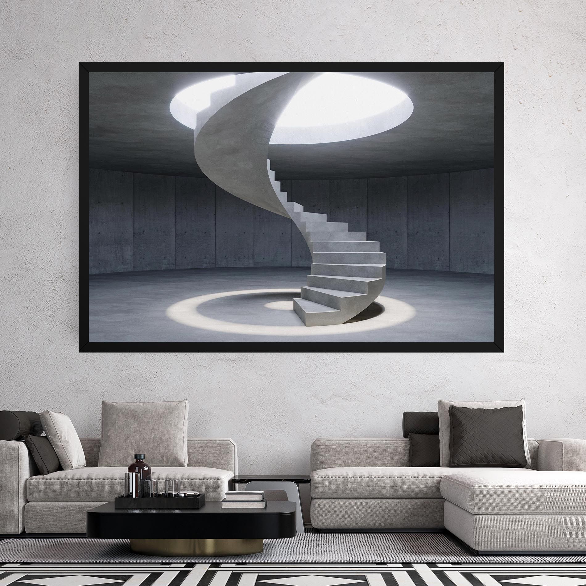 Spiral White Staircase mockup 2