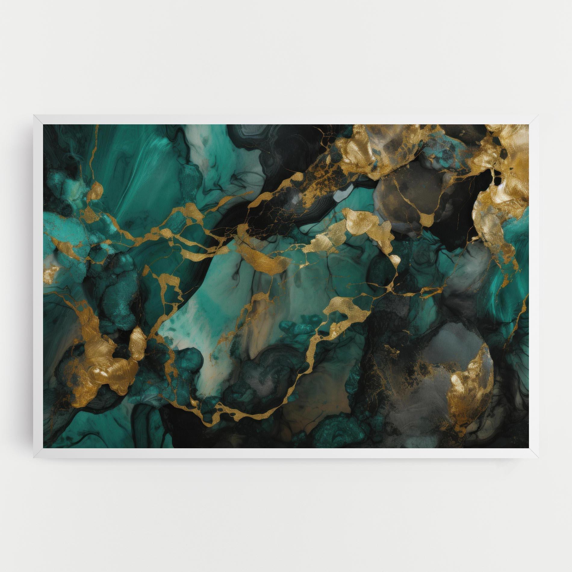 Leinwandbild Dark Green Golden Marble mockup 0