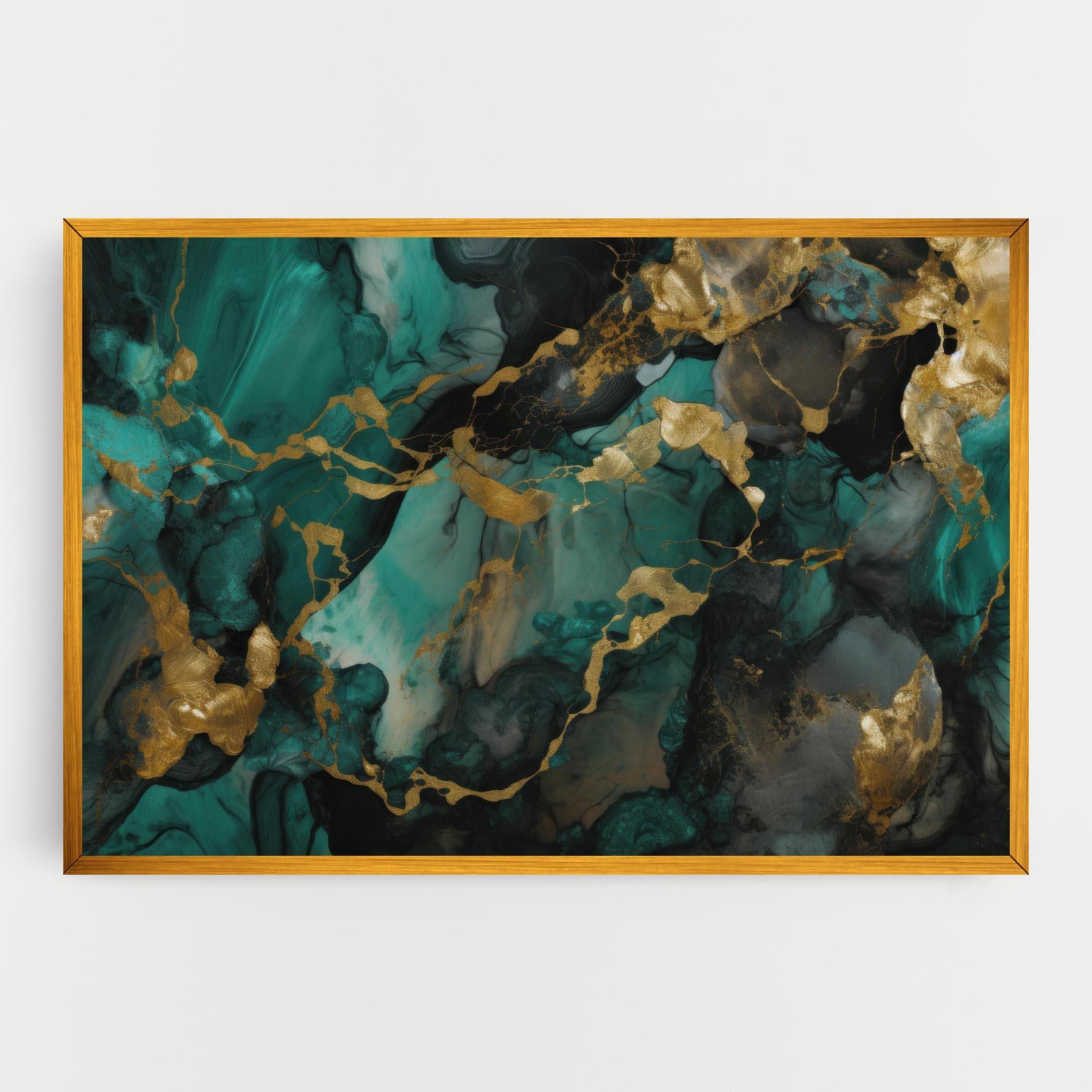 Leinwandbild Dark Green Golden Marble mockup 0