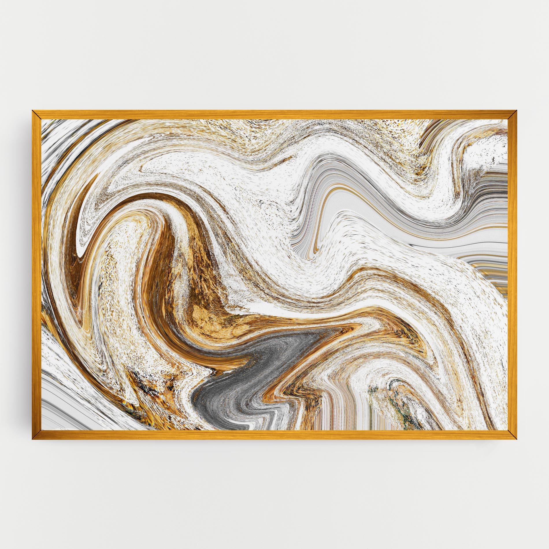 Leinwandbild Gold White Liquid mockup 0