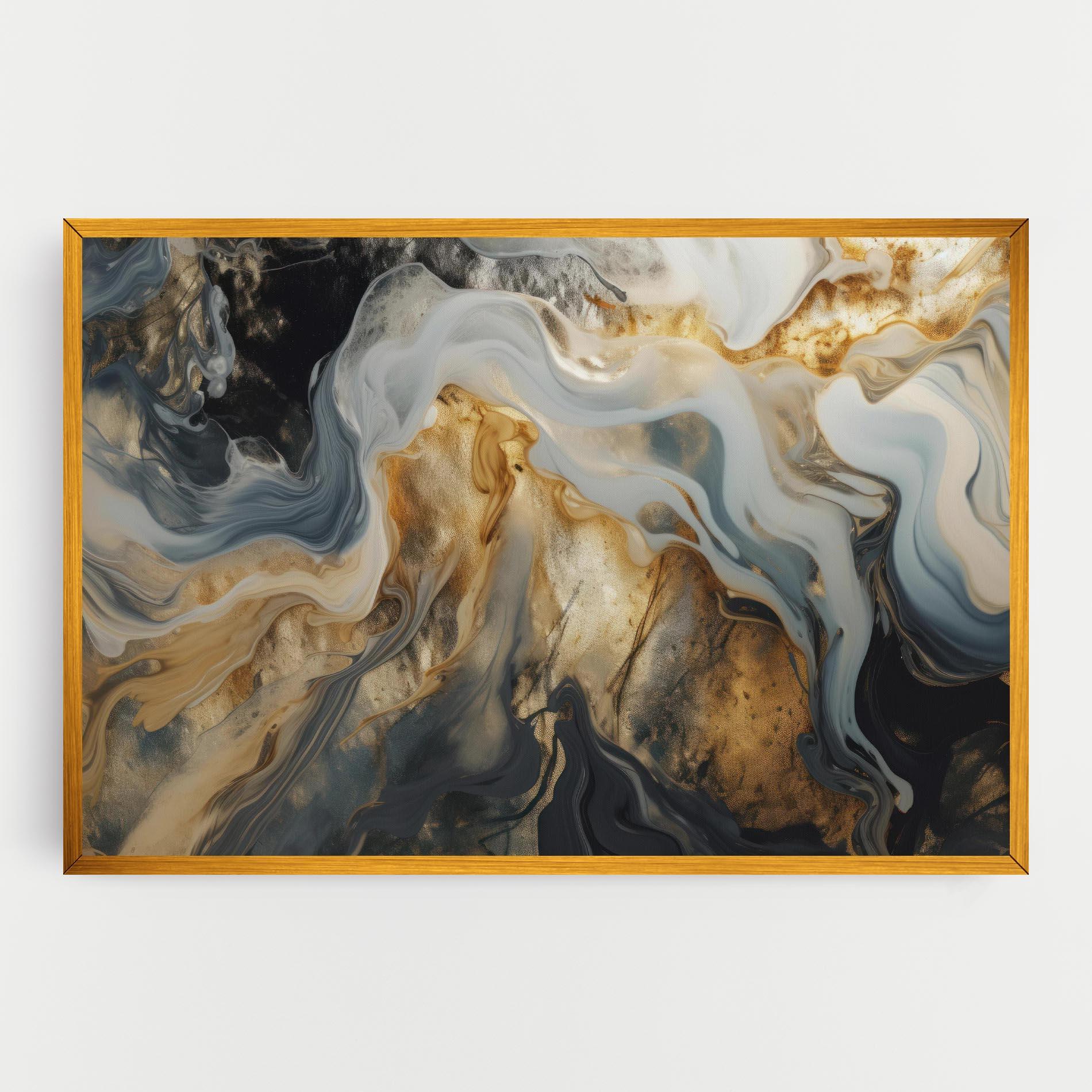 Leinwandbild Grey Gold Liquid Marble mockup 0