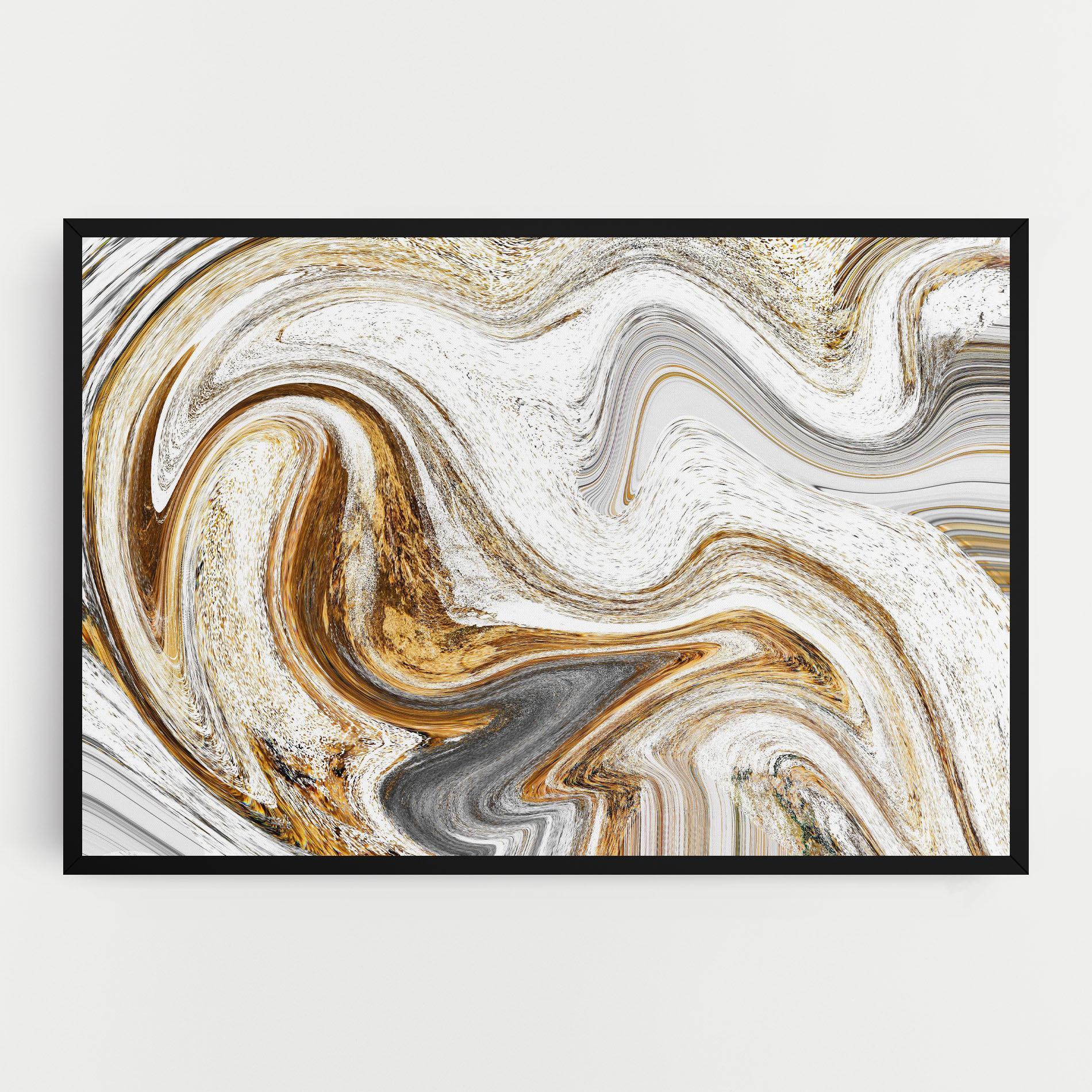 Leinwandbild Gold White Liquid mockup 0