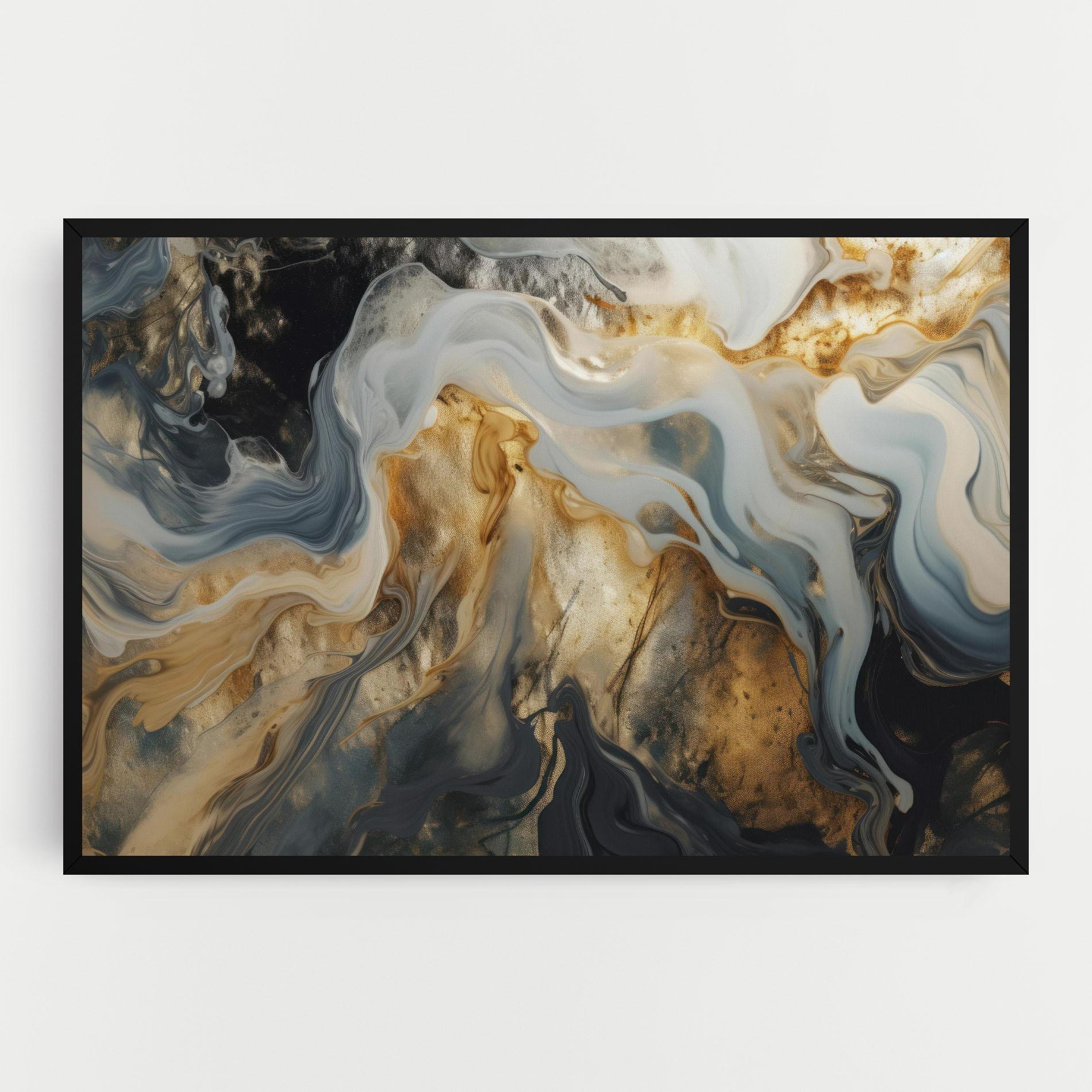 Leinwandbild Grey Gold Liquid Marble mockup 0