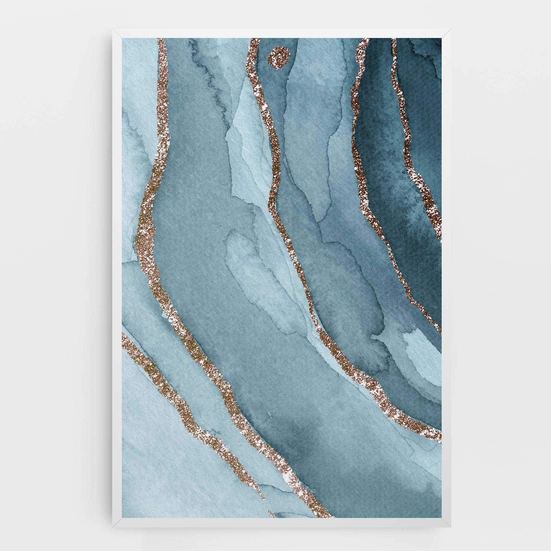 Leinwandbild Blue Golden Glitter mockup 0