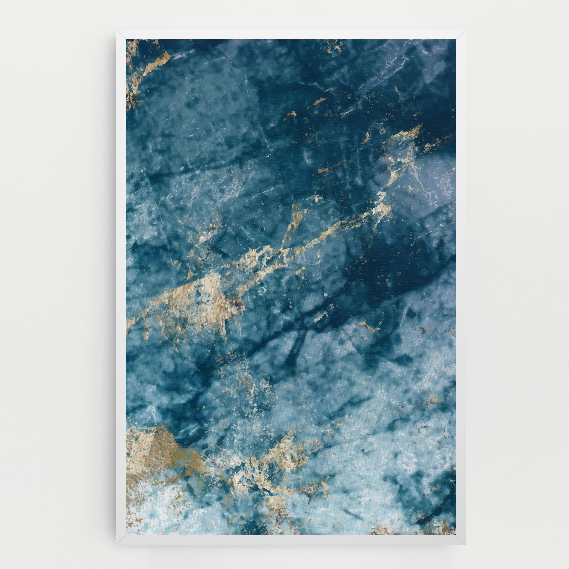 Leinwandbild Blue Water Marble mockup 0