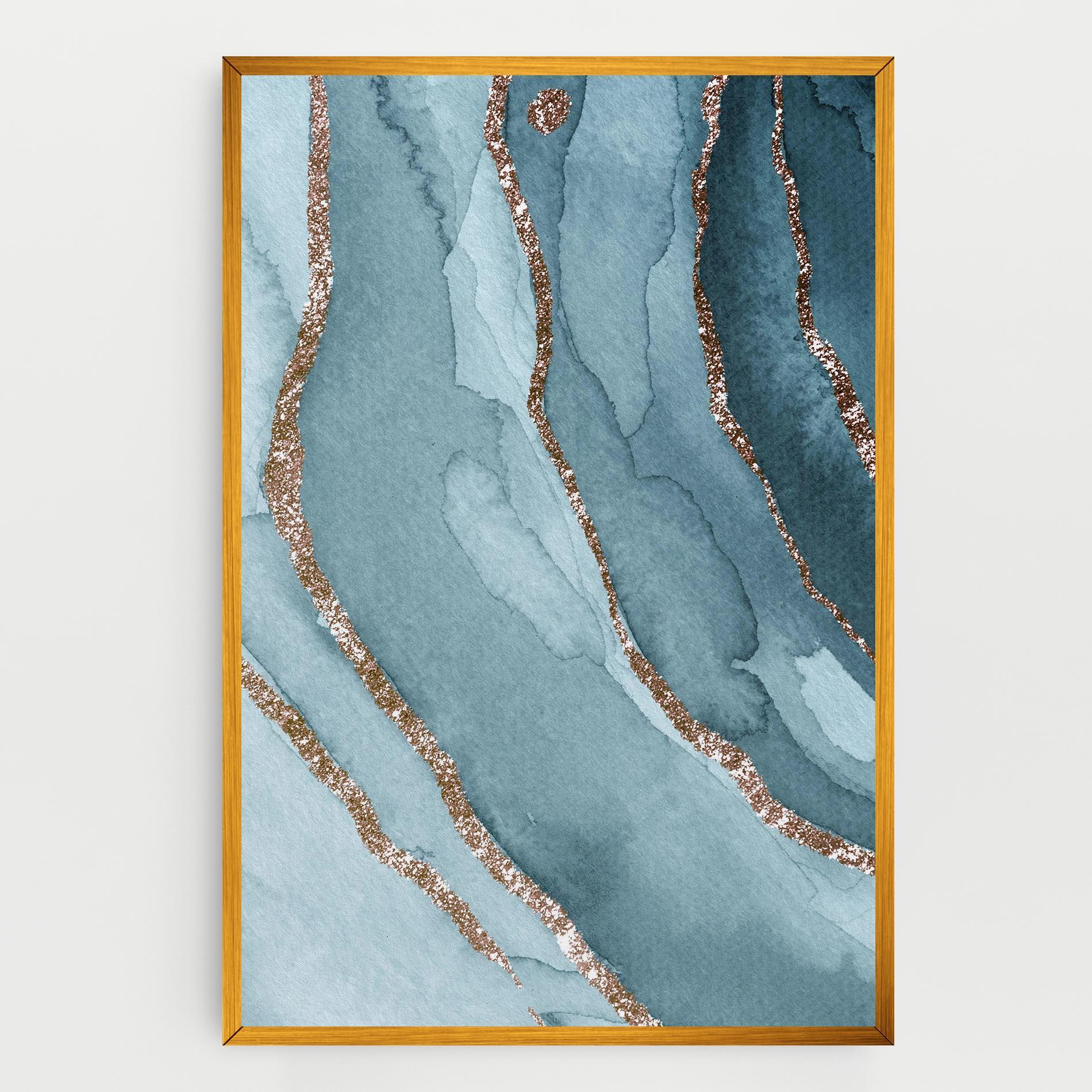 Leinwandbild Blue Golden Glitter mockup 0