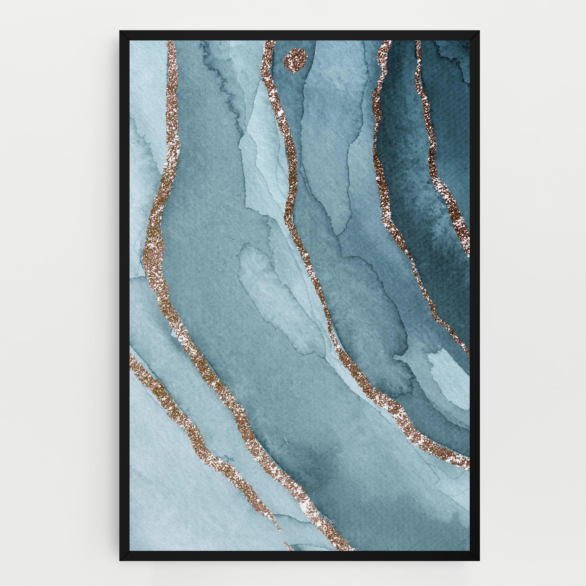 Leinwandbild Blue Golden Glitter mockup 0