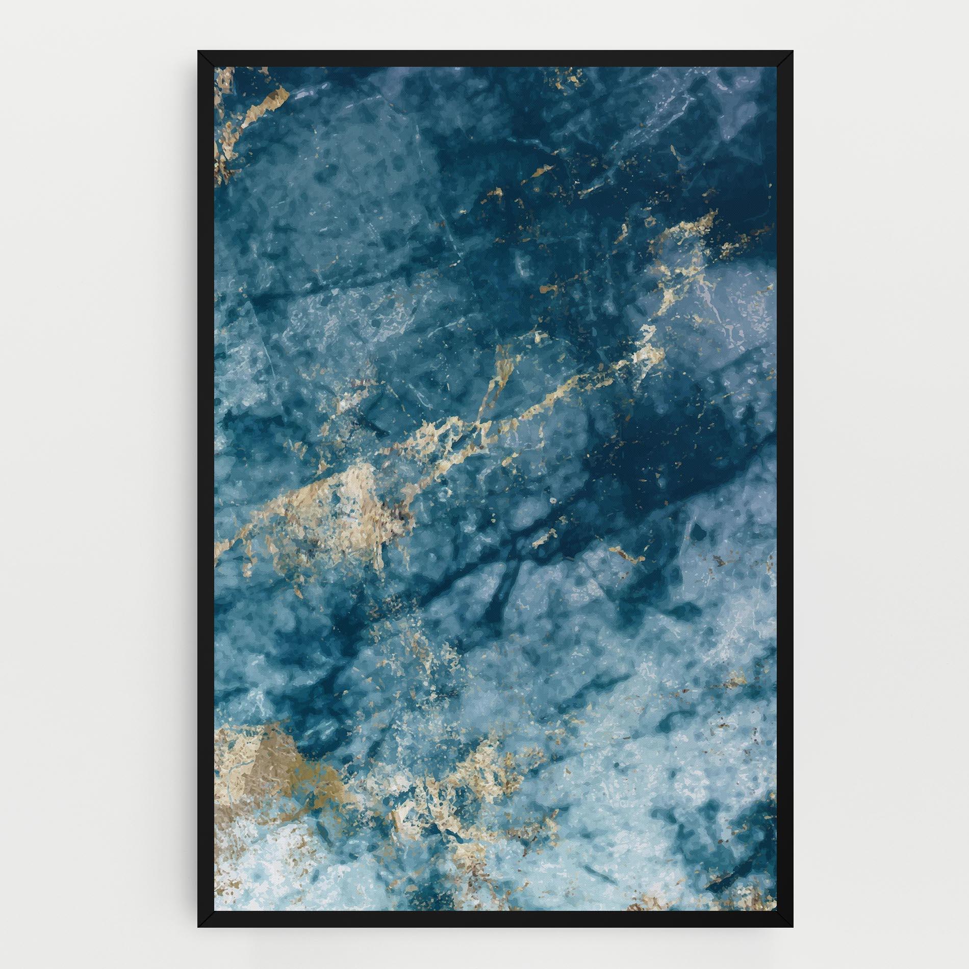 Leinwandbild Blue Water Marble mockup 0