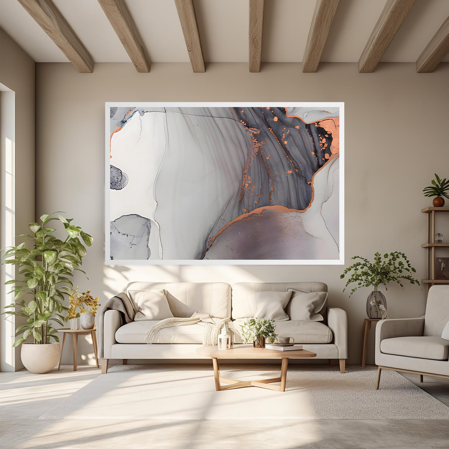 Leinwandbild Grey Pink Liquid Marble mockup 6