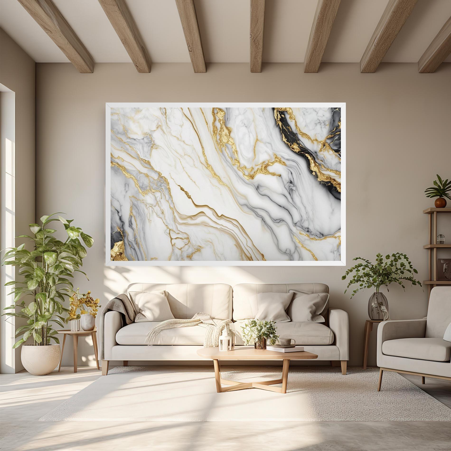 Leinwandbild White Golden Marble mockup 6