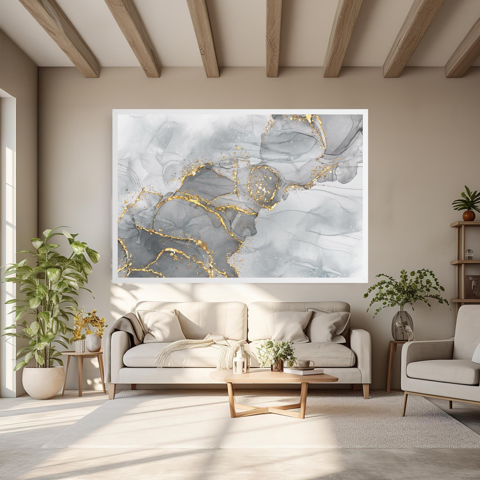 Leinwandbild White Ink Marble mockup 6