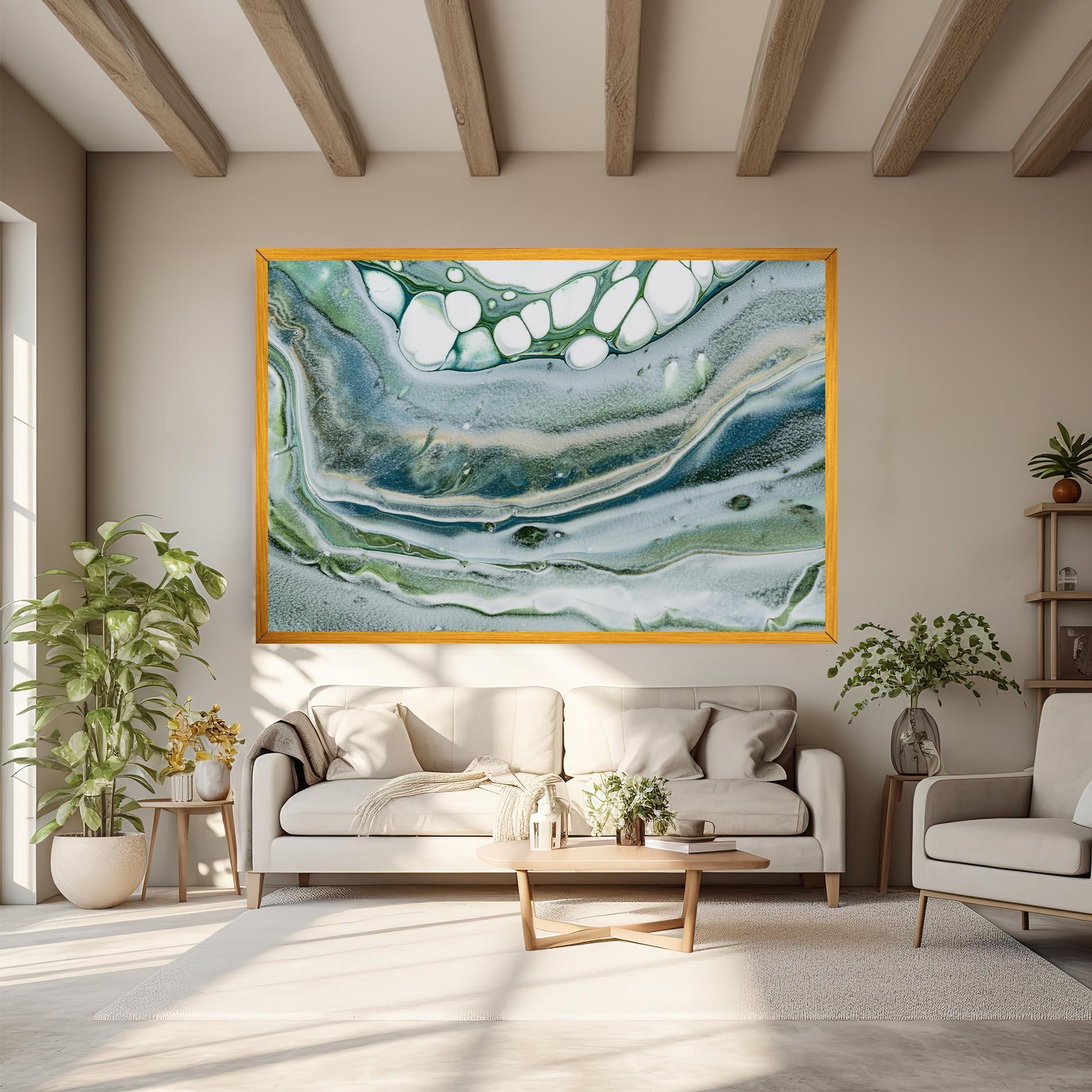 Leinwandbild Dark Green Liquid mockup 6