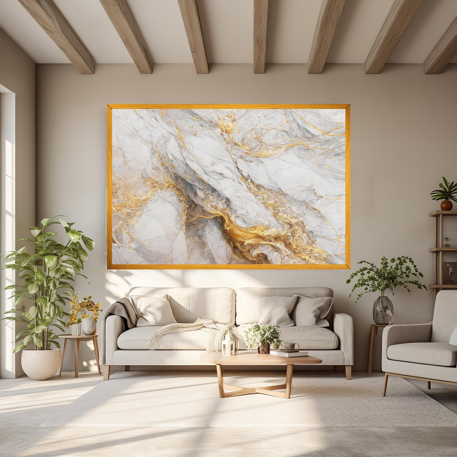 Leinwandbild Gold Liquid Grey Marble mockup 6