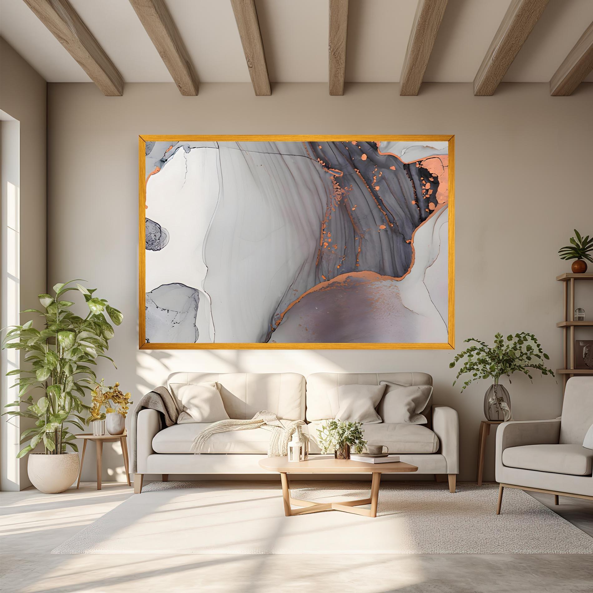 Leinwandbild Grey Pink Liquid Marble mockup 6