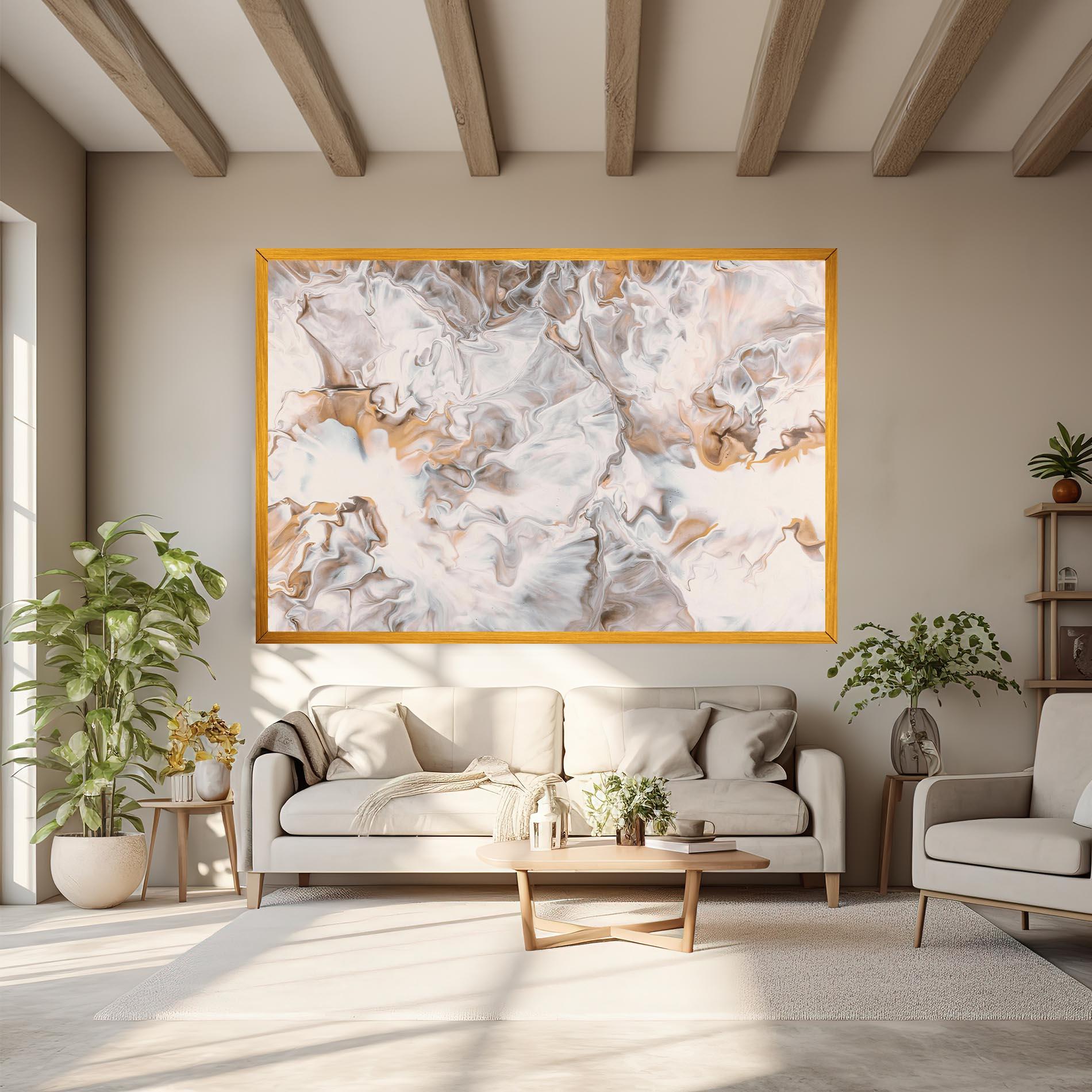 Leinwandbild White Gold Abstract mockup 6