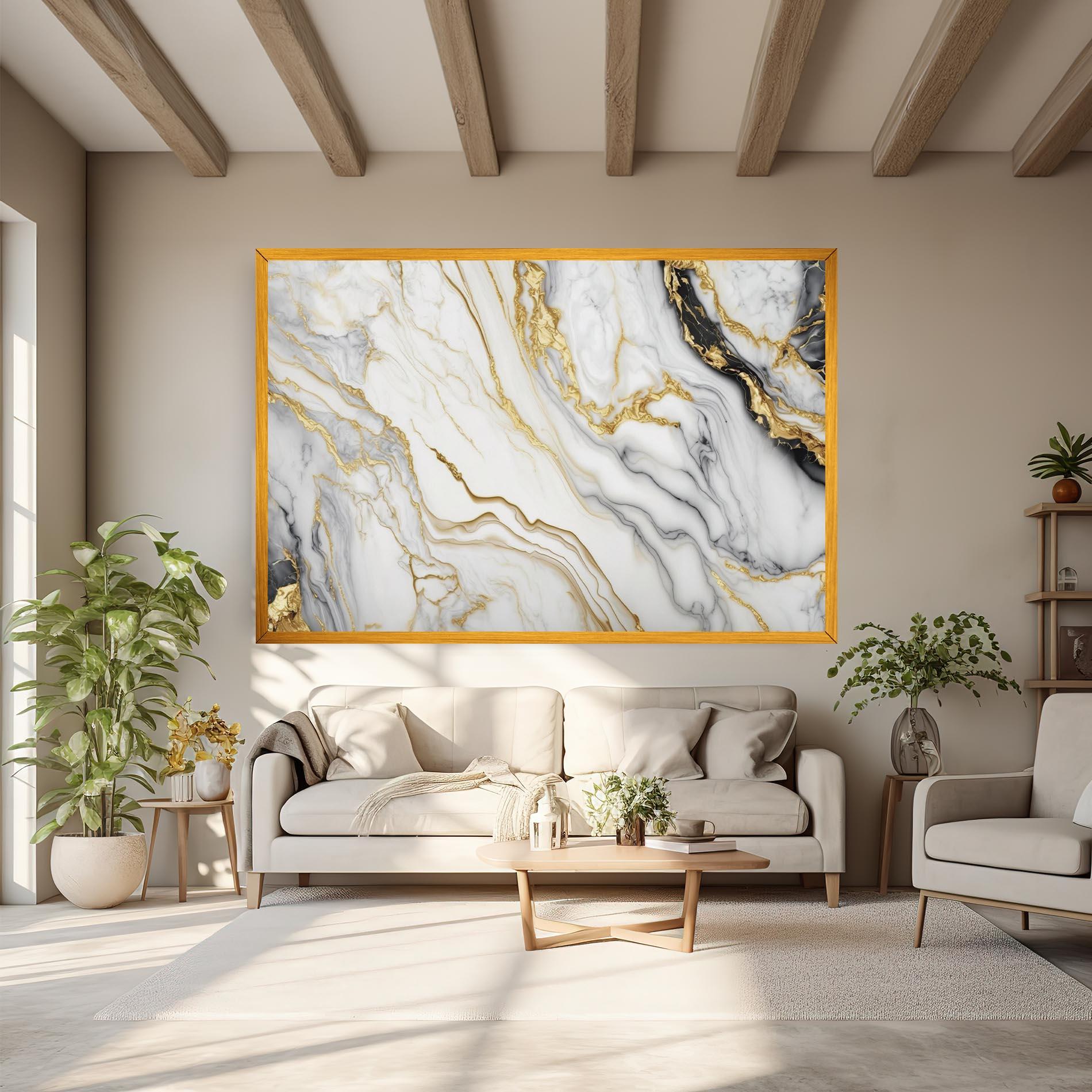 Leinwandbild White Golden Marble mockup 6