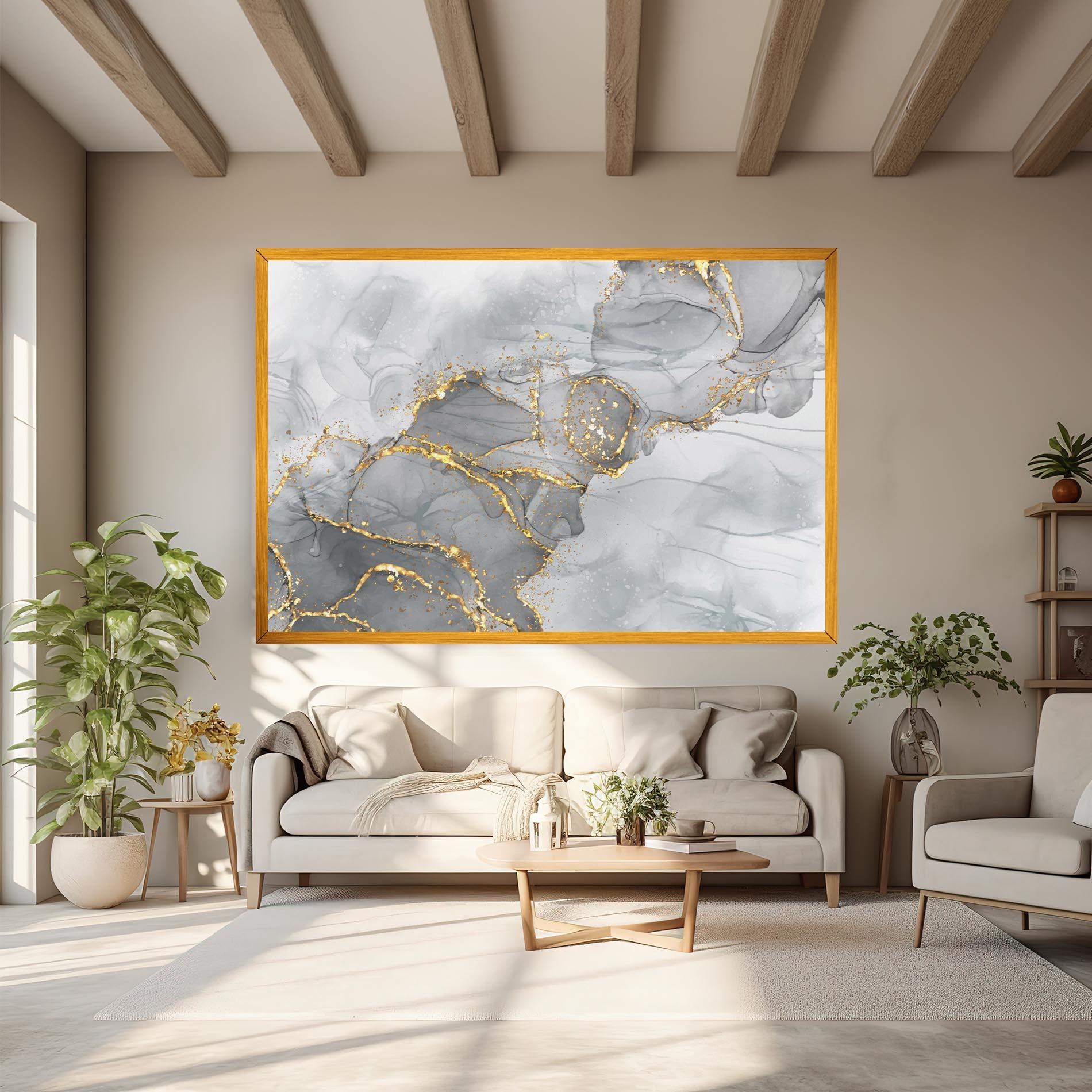 Leinwandbild White Ink Marble mockup 6