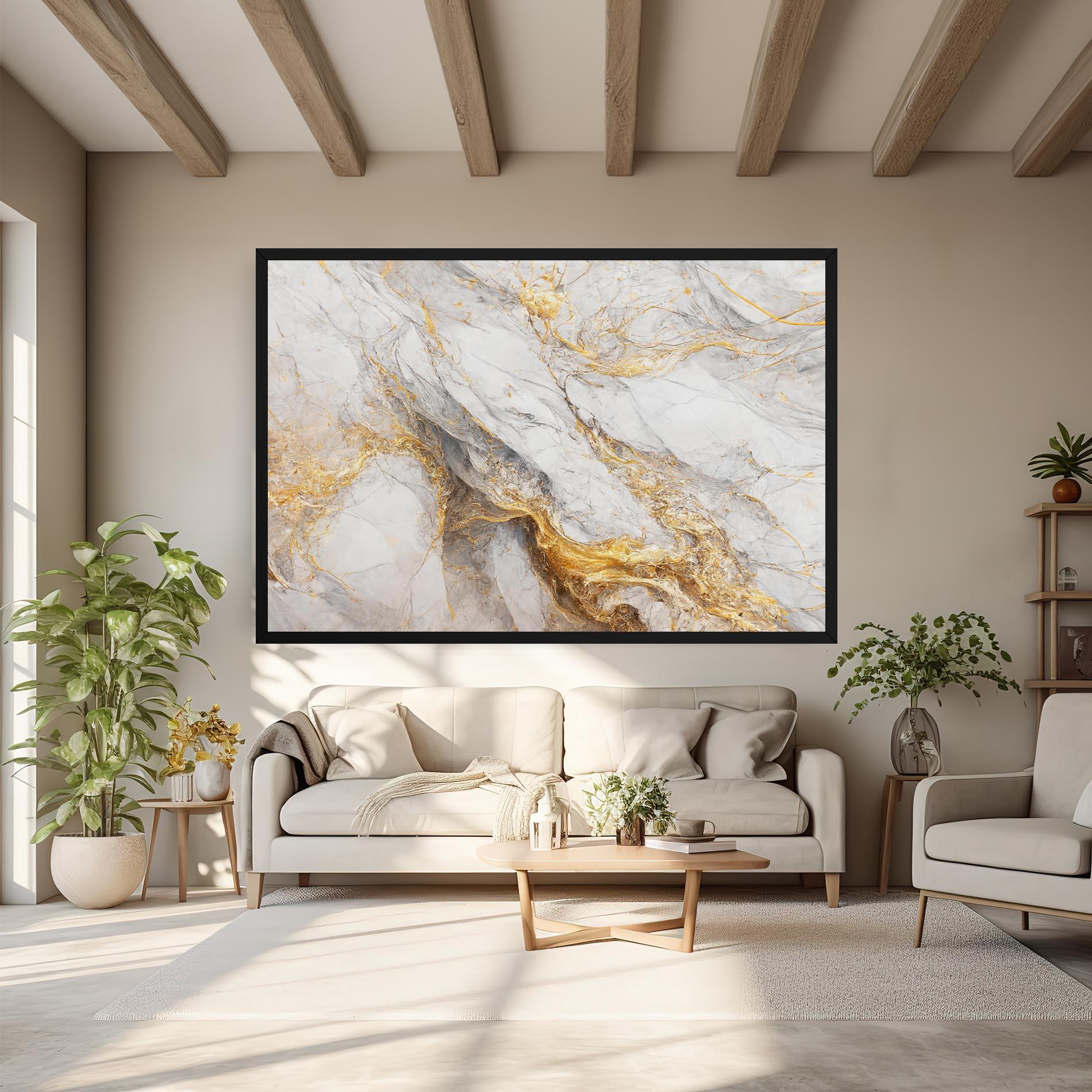 Leinwandbild Gold Liquid Grey Marble mockup 6