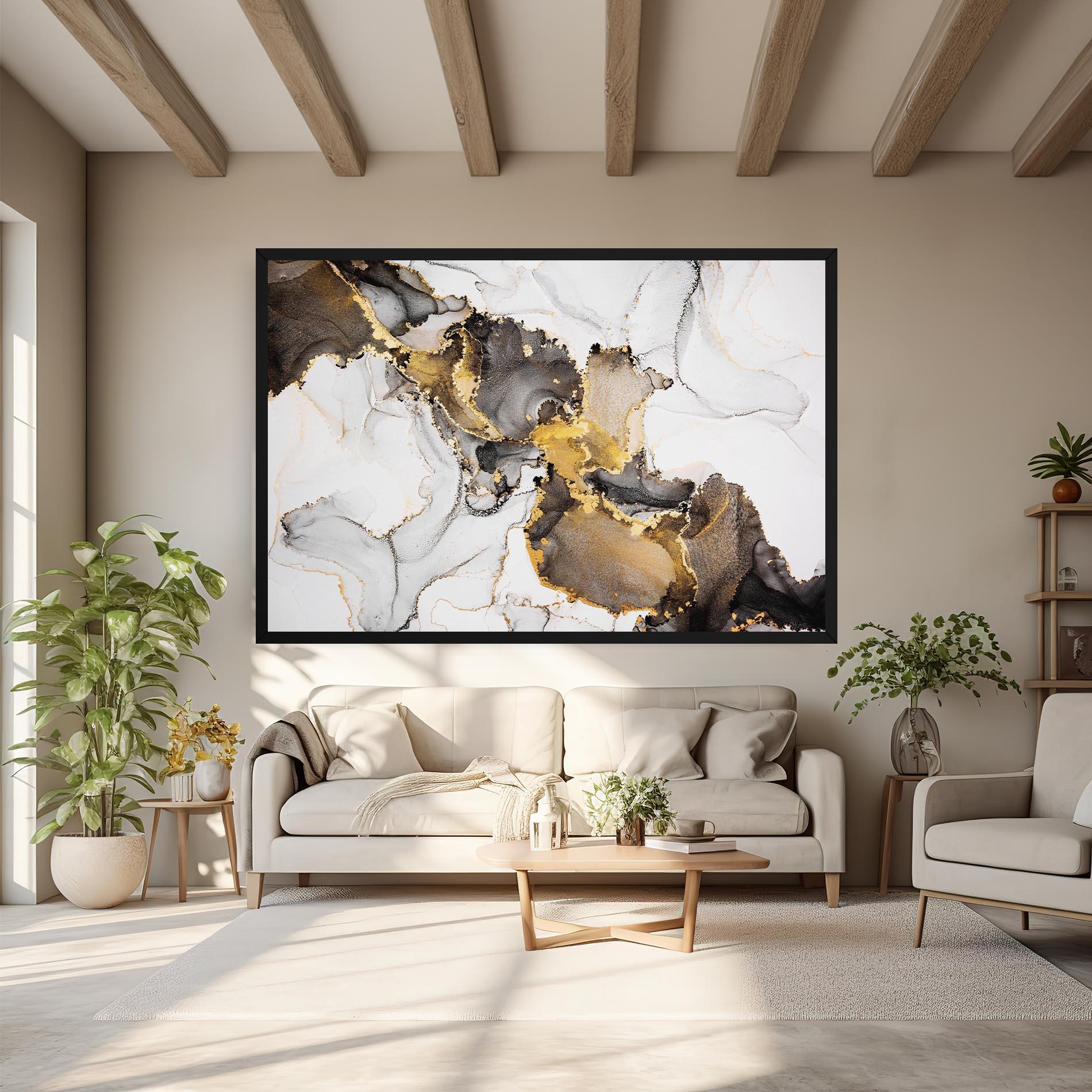 Leinwandbild Golden Marble Shades mockup 6