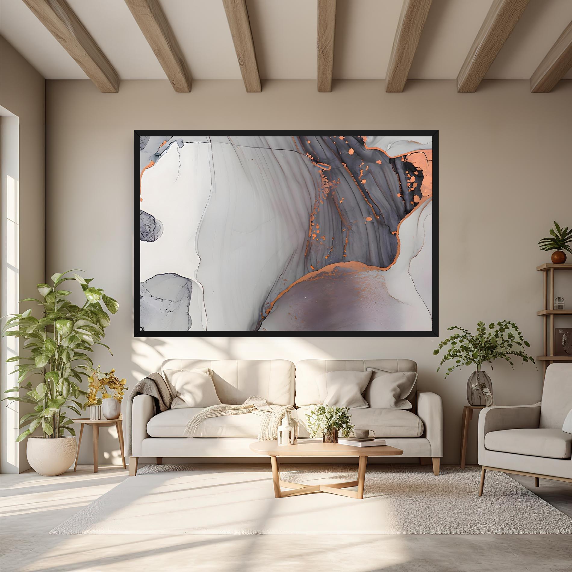 Leinwandbild Grey Pink Liquid Marble mockup 6