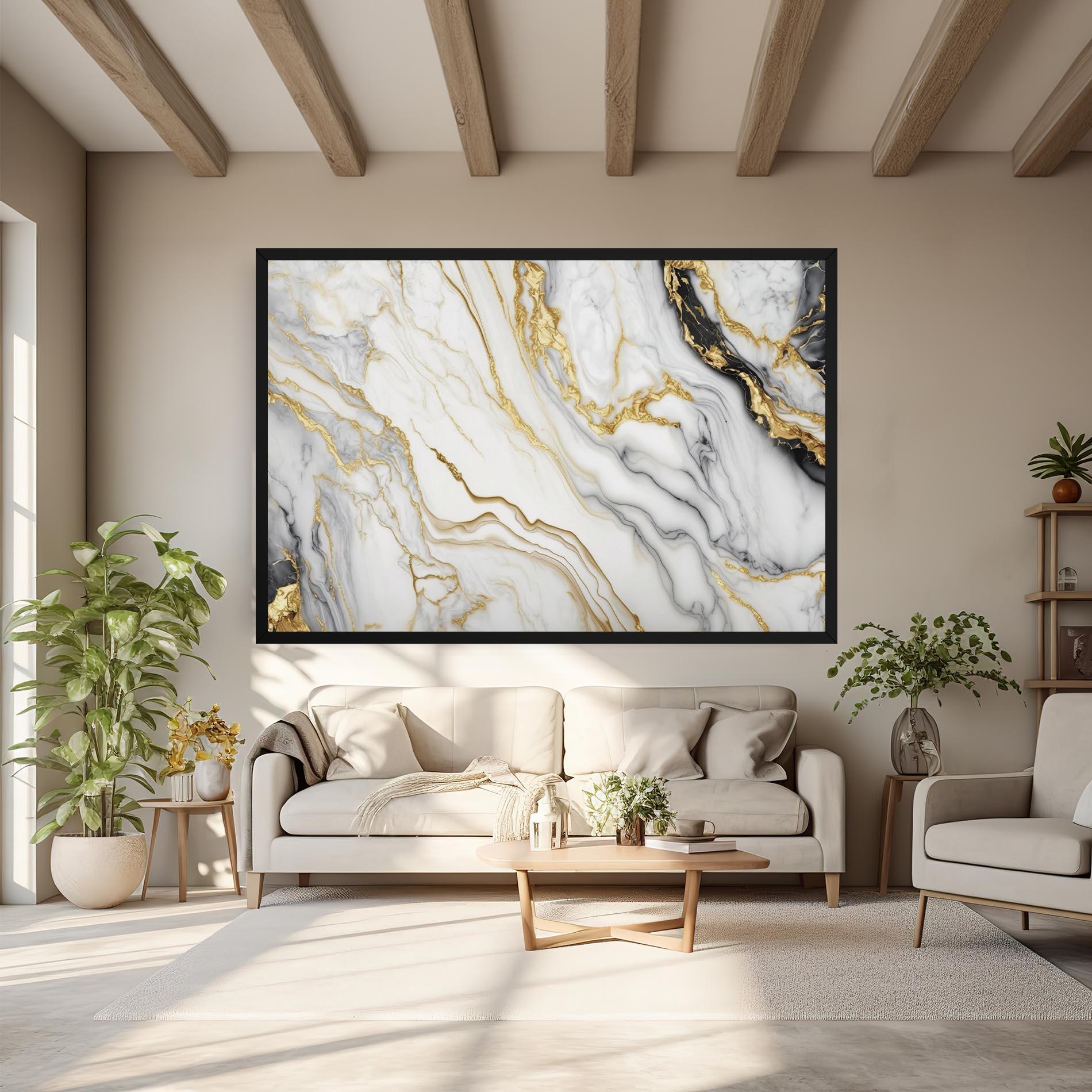 Leinwandbild White Golden Marble mockup 6