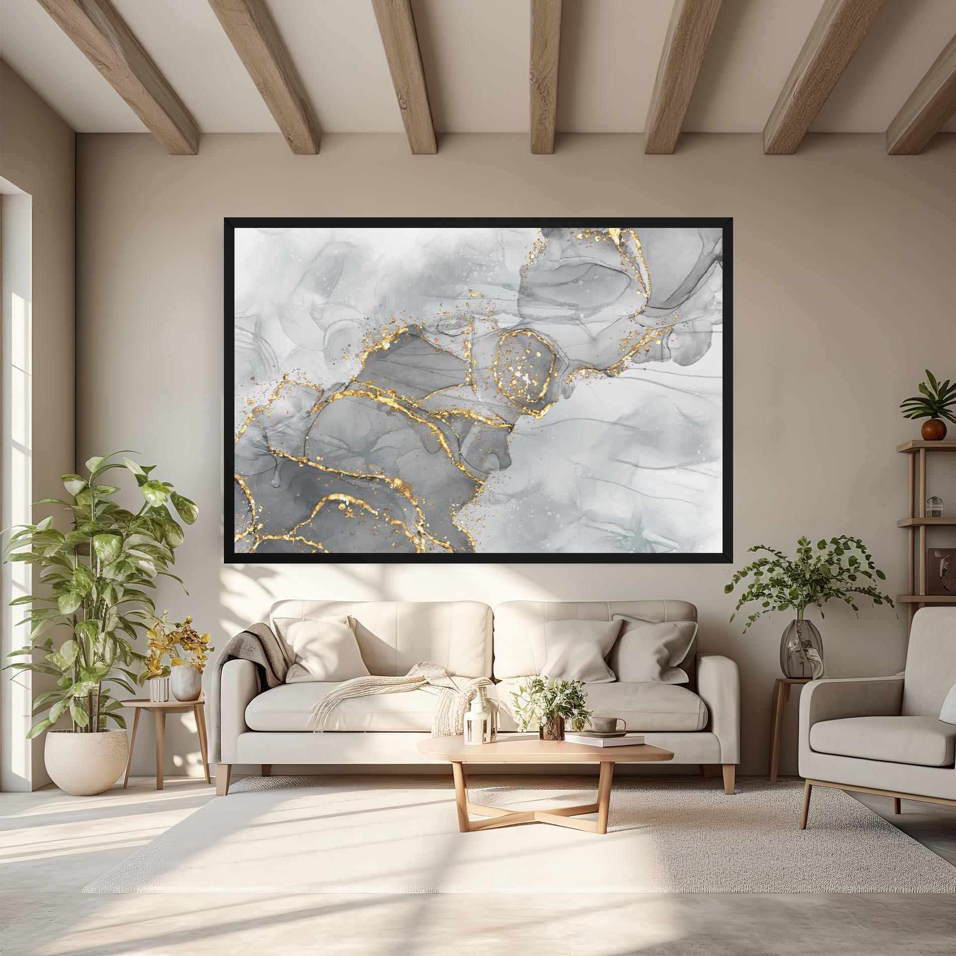 Leinwandbild White Ink Marble mockup 6