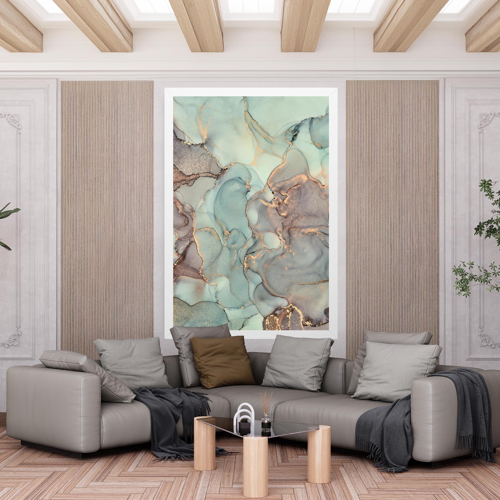 Leinwandbild Abstract Turquoise Marble mockup 6