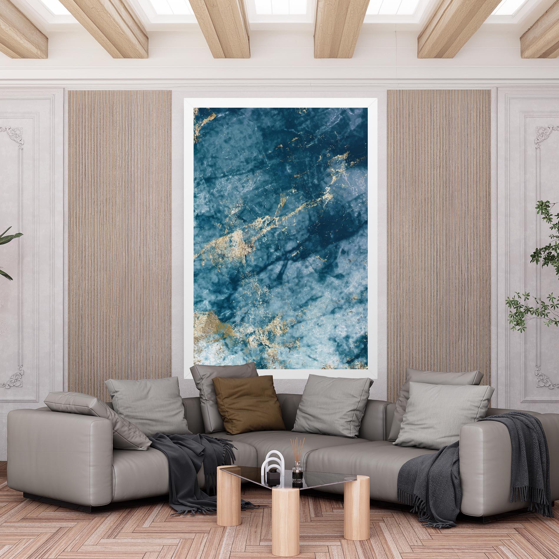 Leinwandbild Blue Water Marble mockup 6