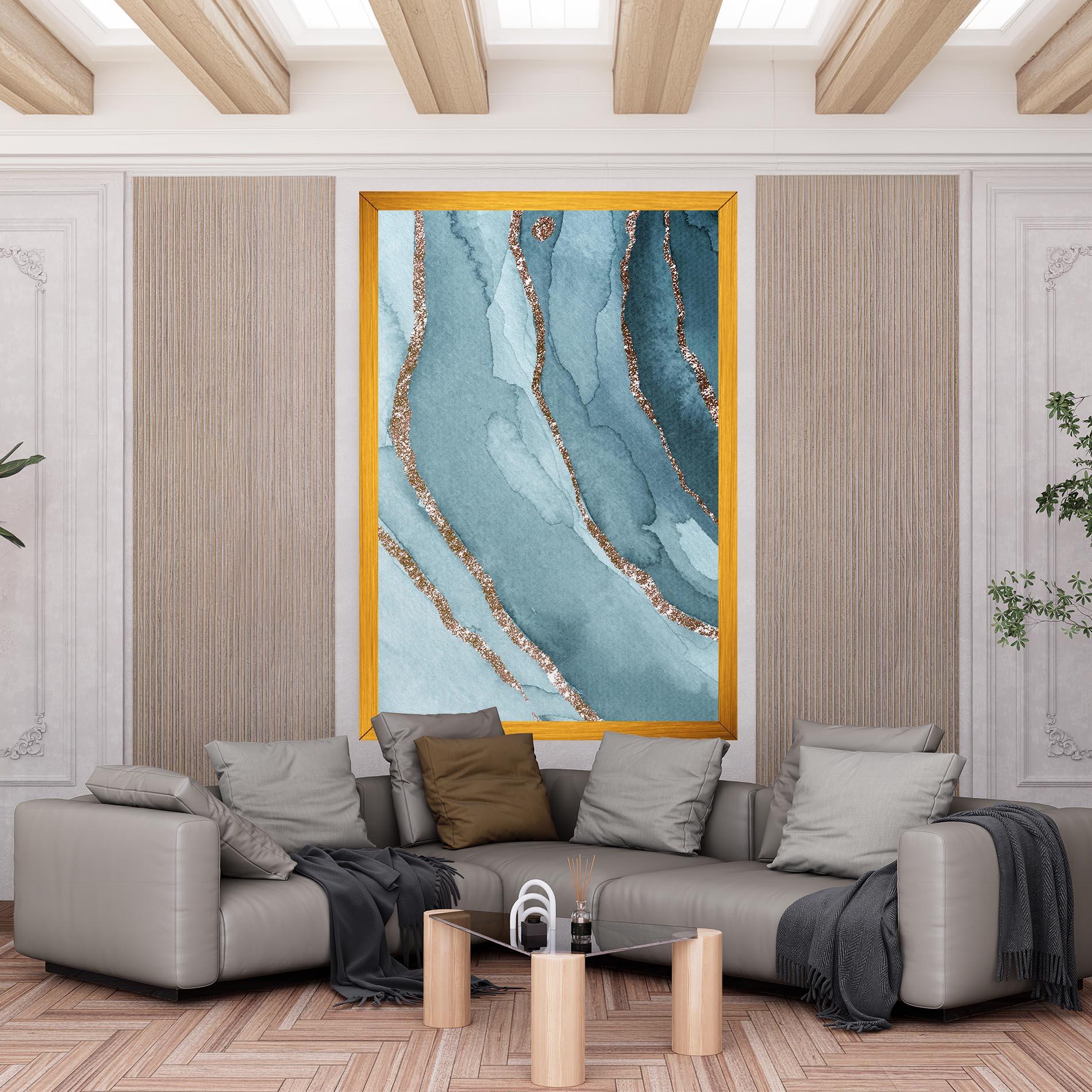 Leinwandbild Blue Golden Glitter mockup 6