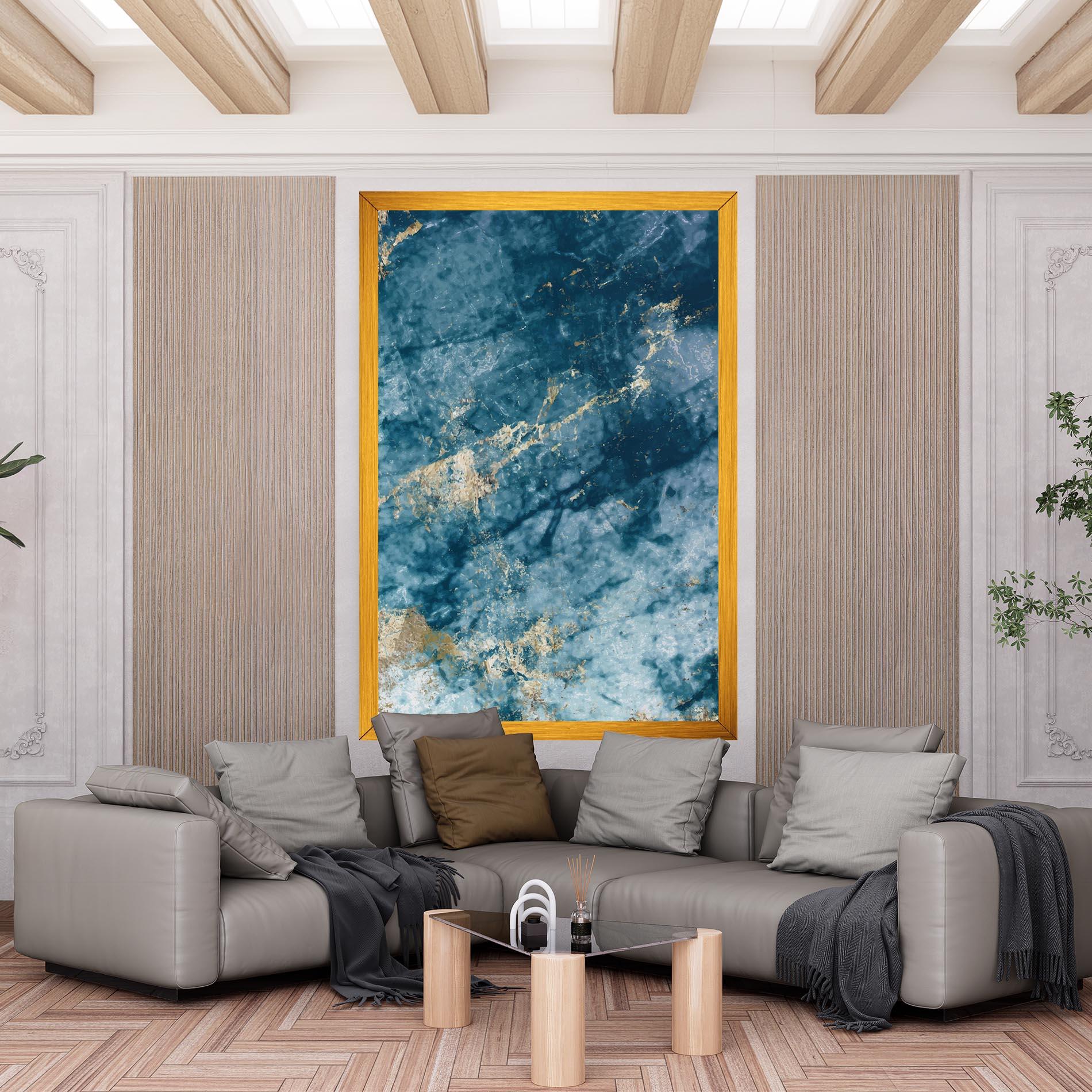 Leinwandbild Blue Water Marble mockup 6