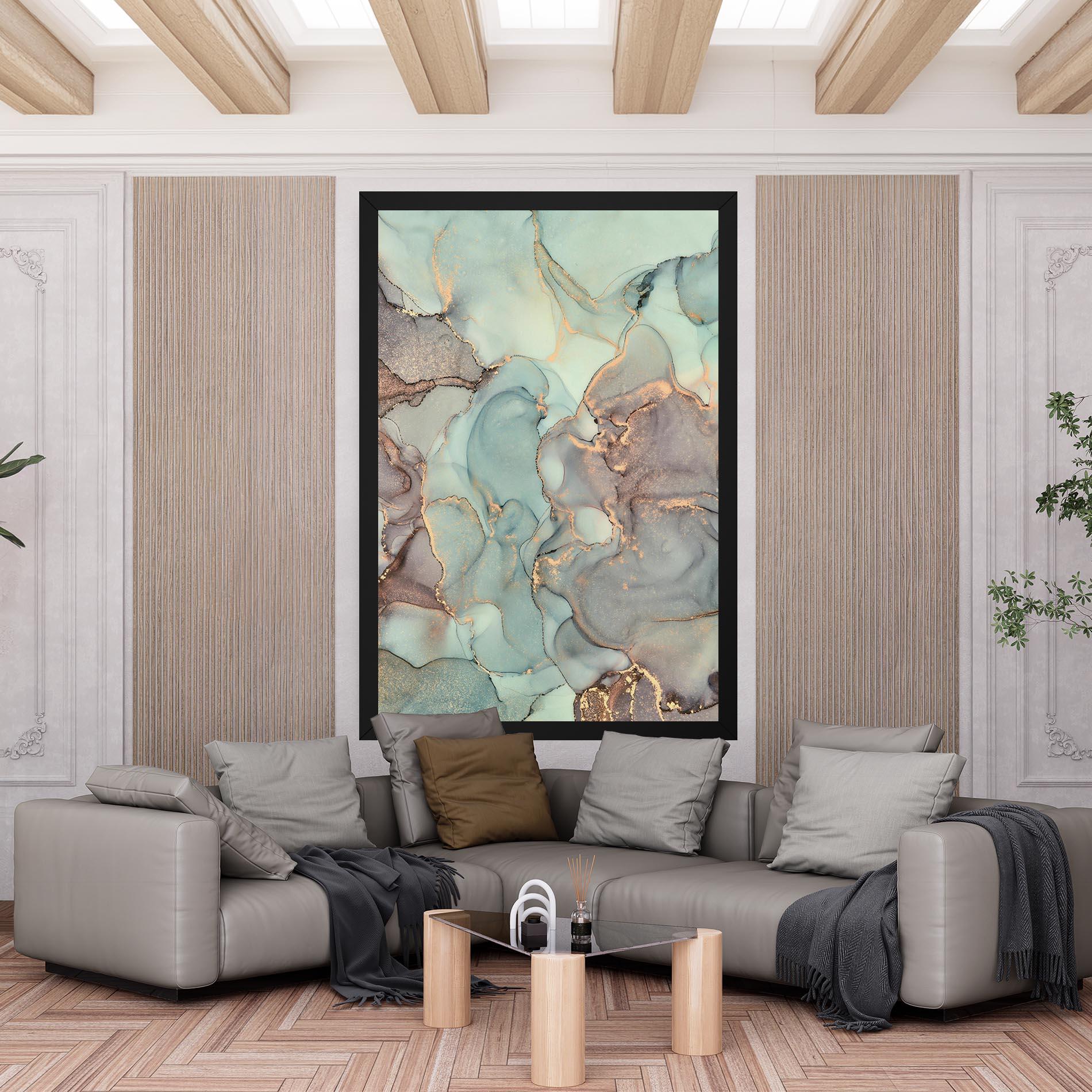 Leinwandbild Abstract Turquoise Marble mockup 6