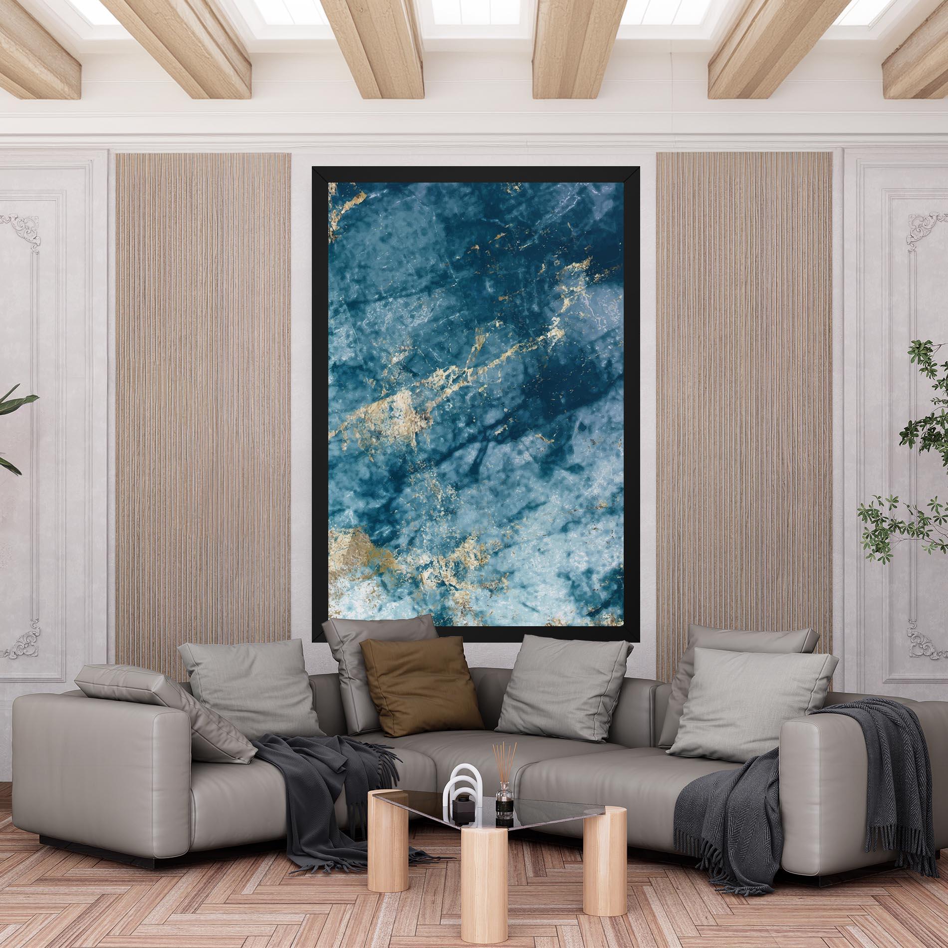 Leinwandbild Blue Water Marble mockup 6