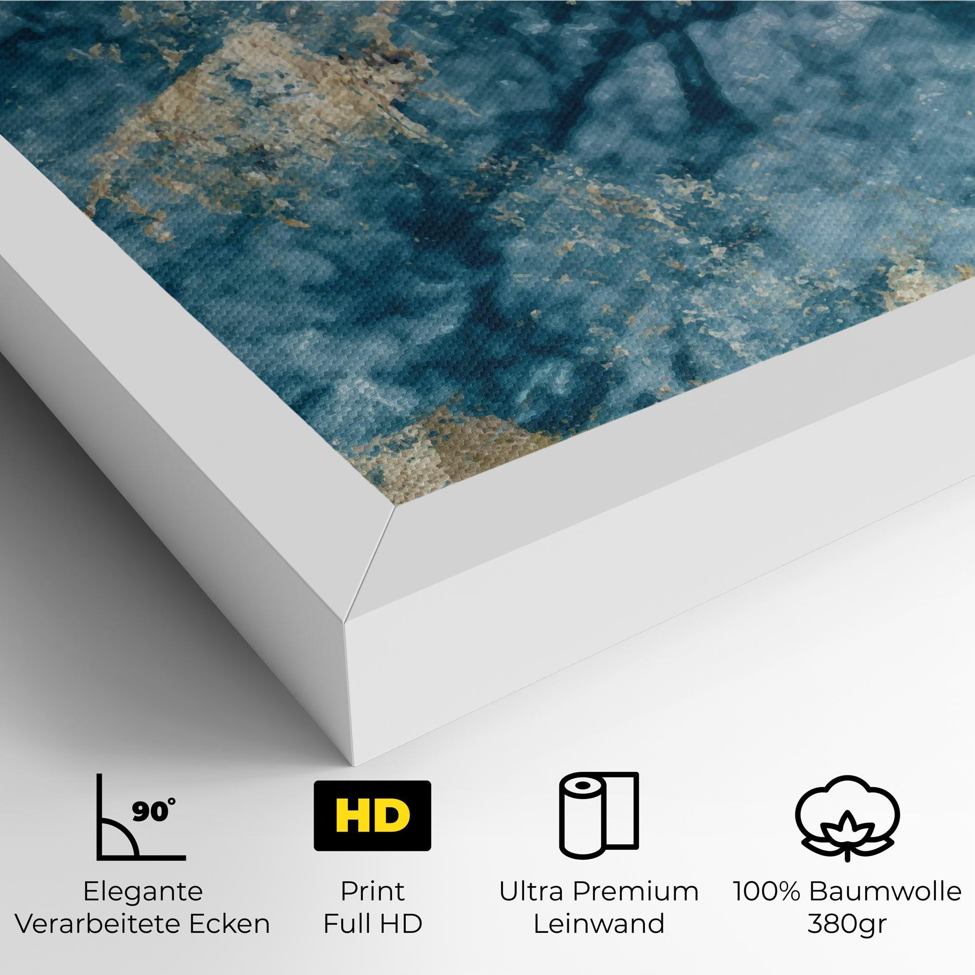 Leinwandbild Blue Water Marble mockup 4