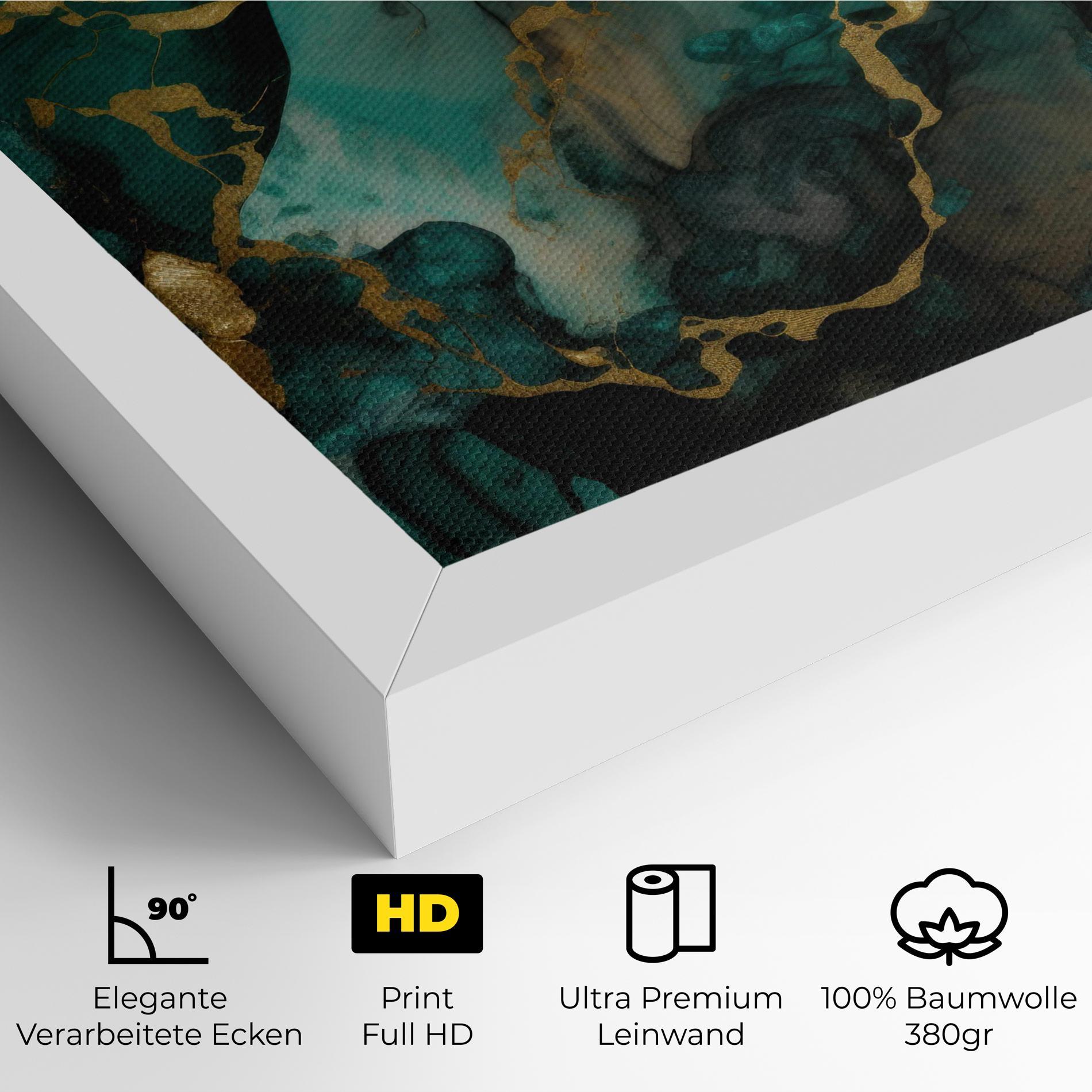 Leinwandbild Dark Green Golden Marble mockup 4
