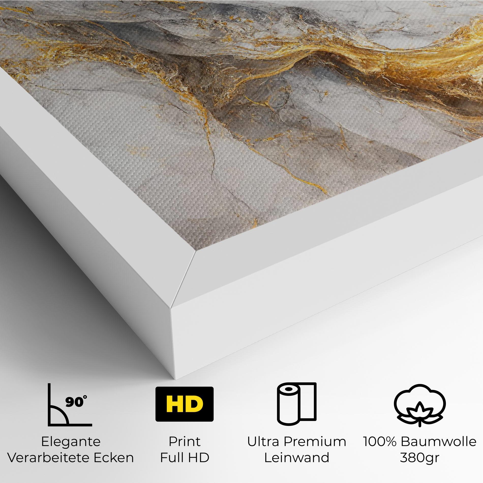 Leinwandbild Gold Liquid Grey Marble mockup 4