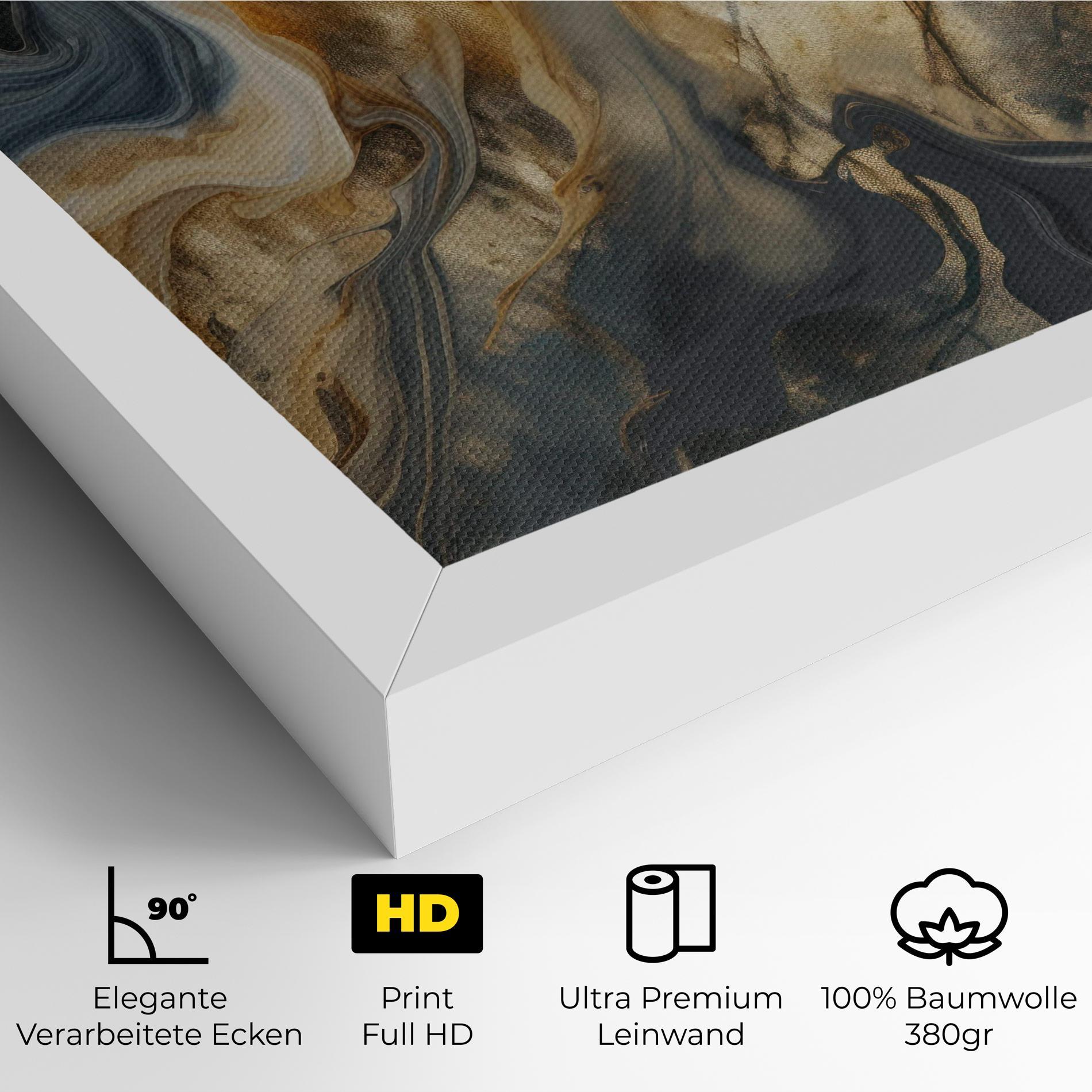 Leinwandbild Grey Gold Liquid Marble mockup 4