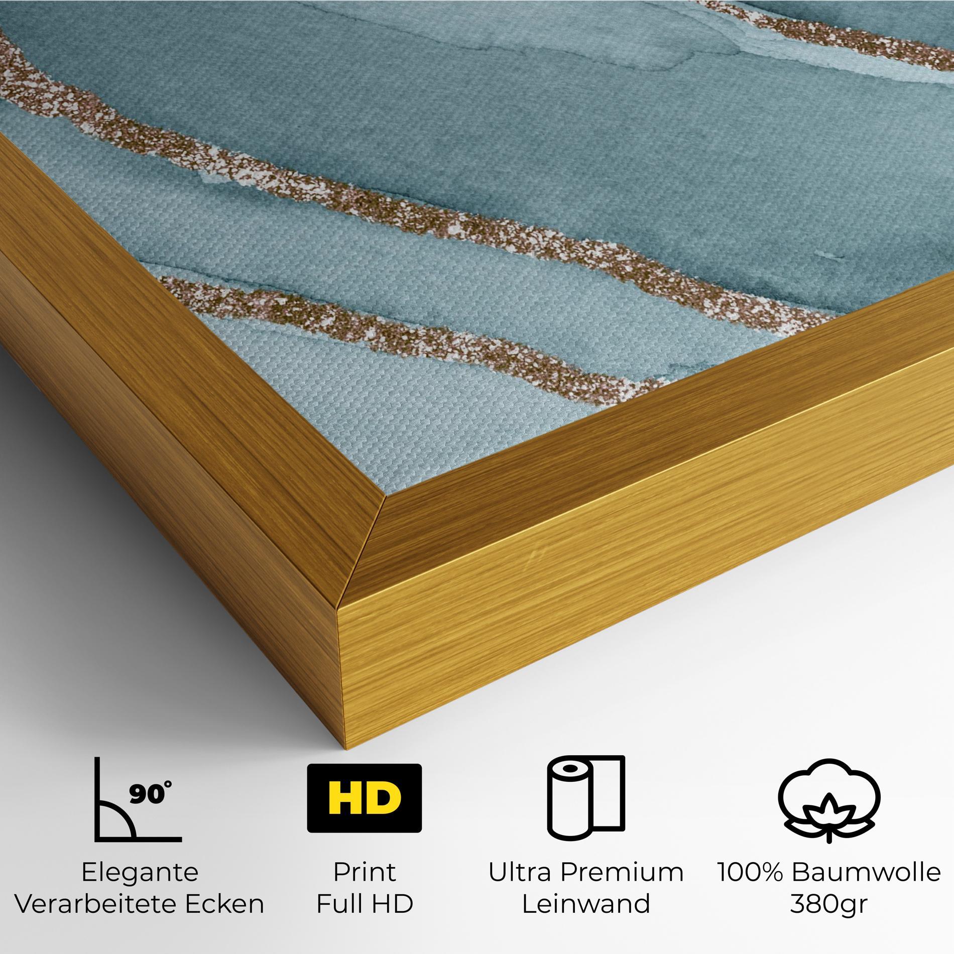 Leinwandbild Blue Golden Glitter mockup 4