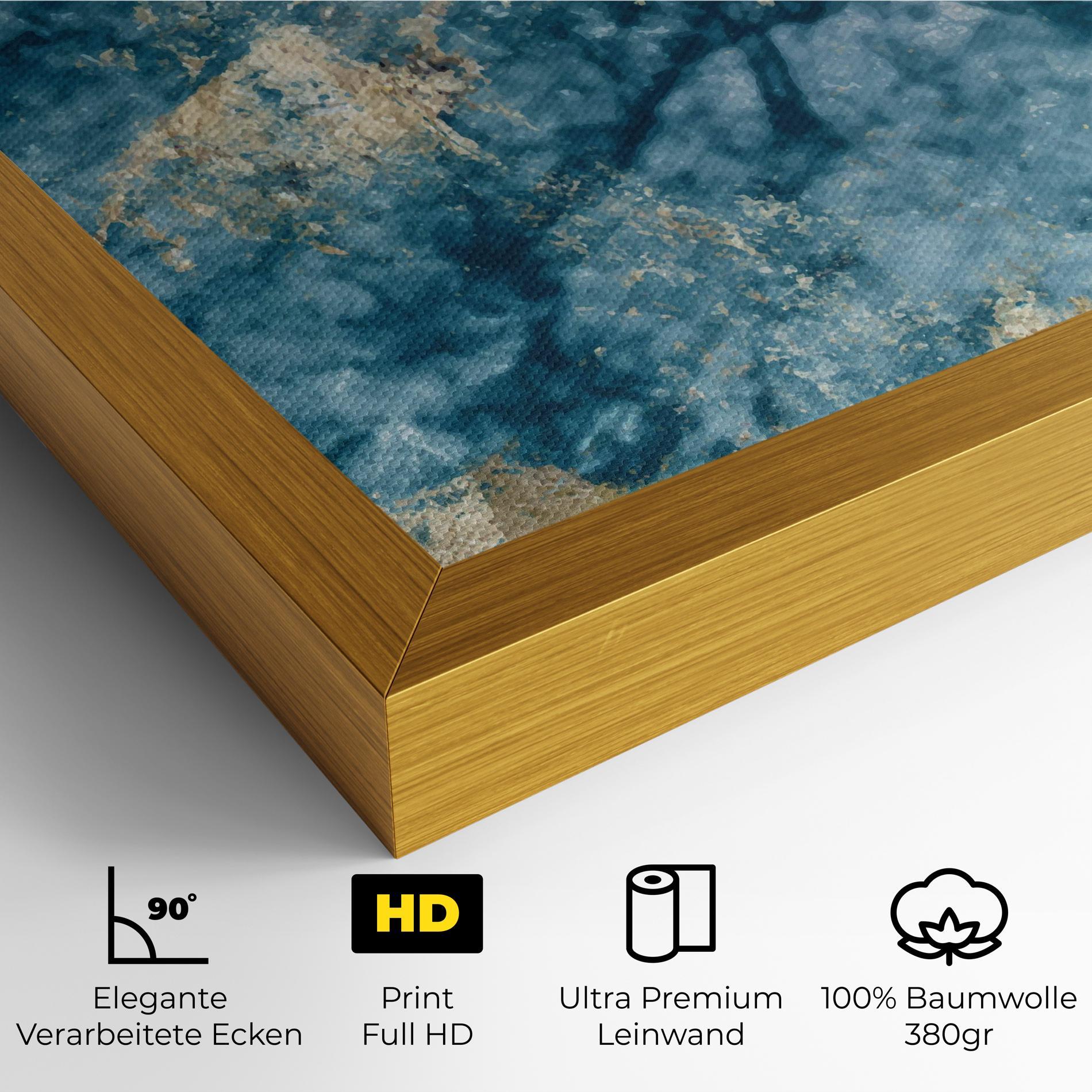 Leinwandbild Blue Water Marble mockup 4