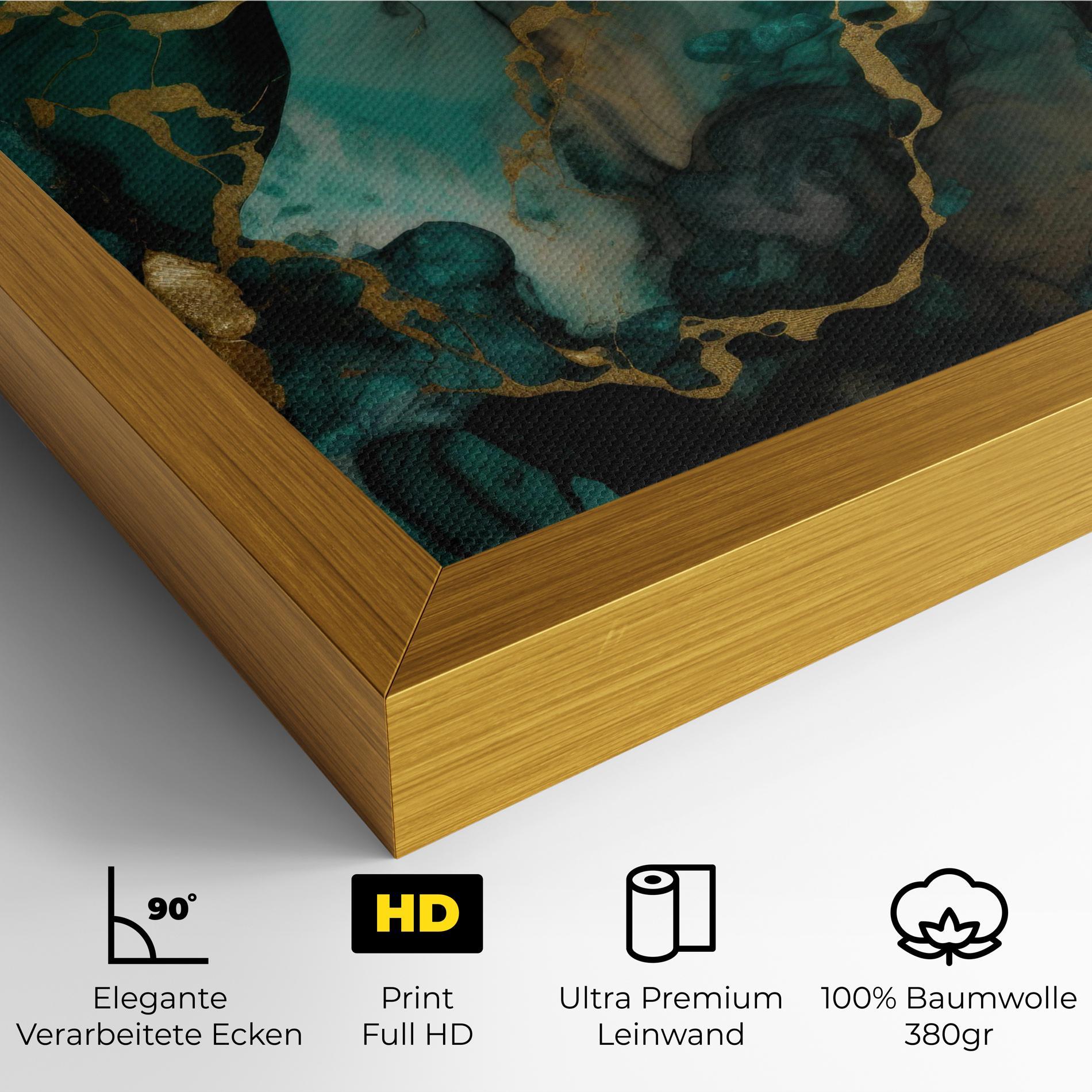 Leinwandbild Dark Green Golden Marble mockup 4