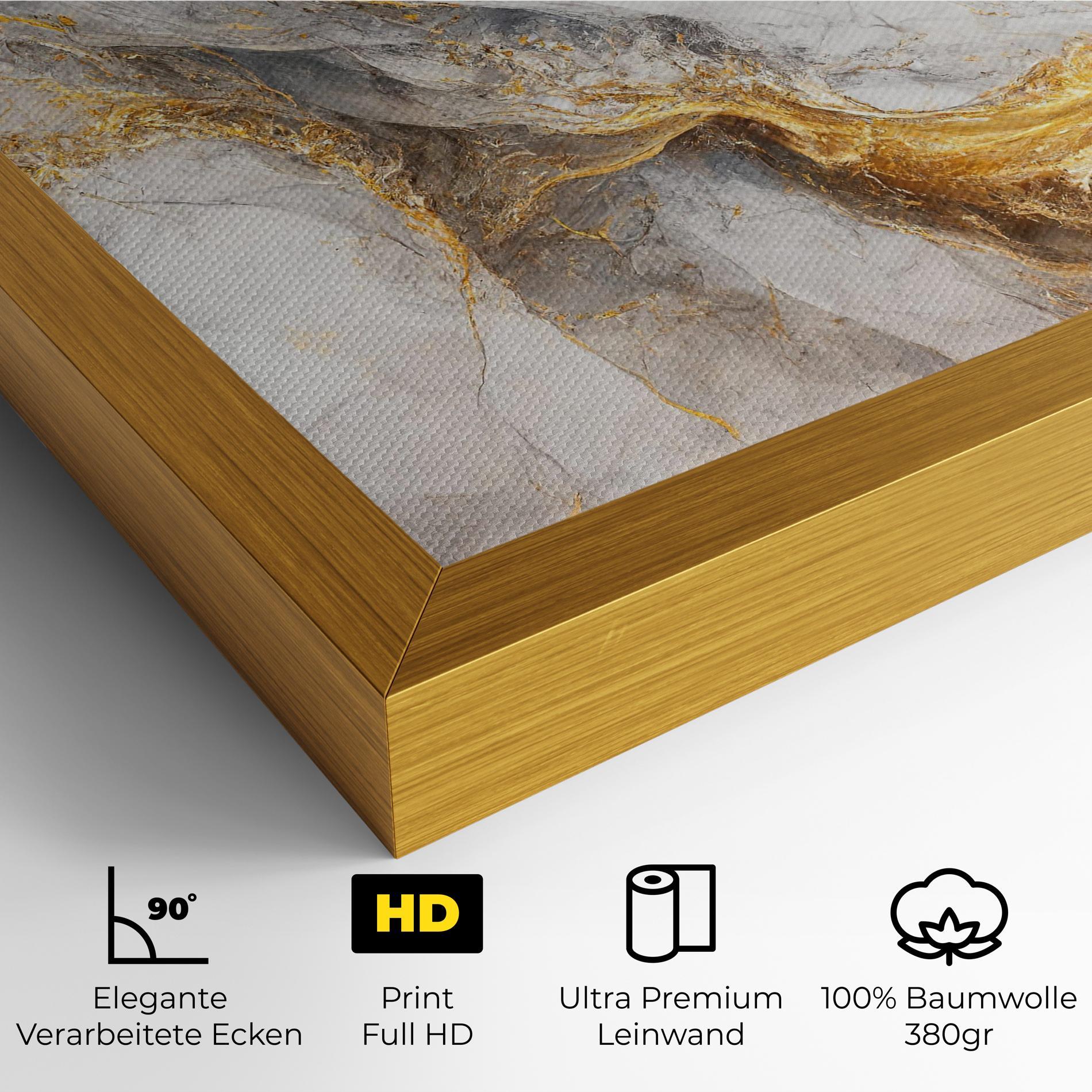 Leinwandbild Gold Liquid Grey Marble mockup 4