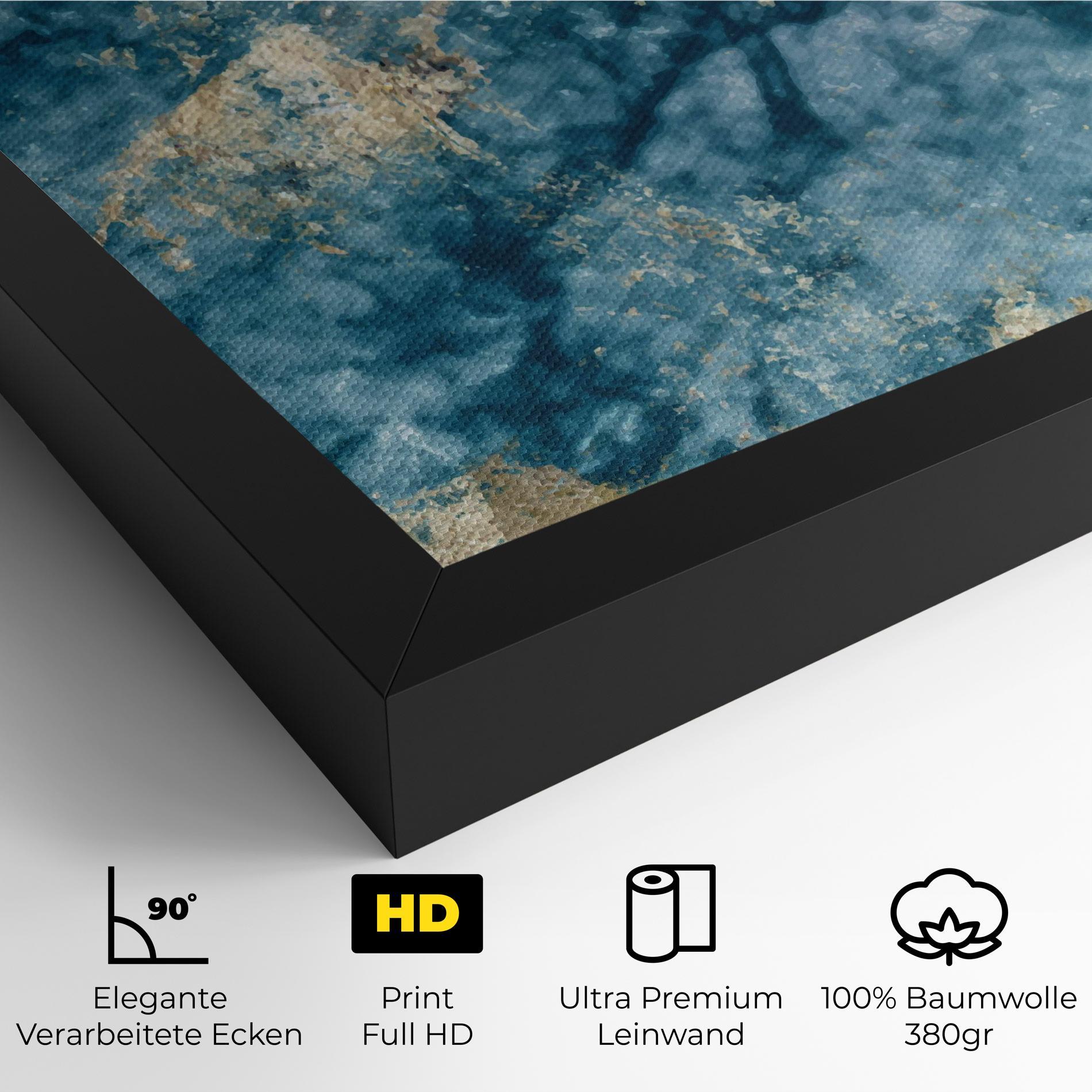 Leinwandbild Blue Water Marble mockup 4