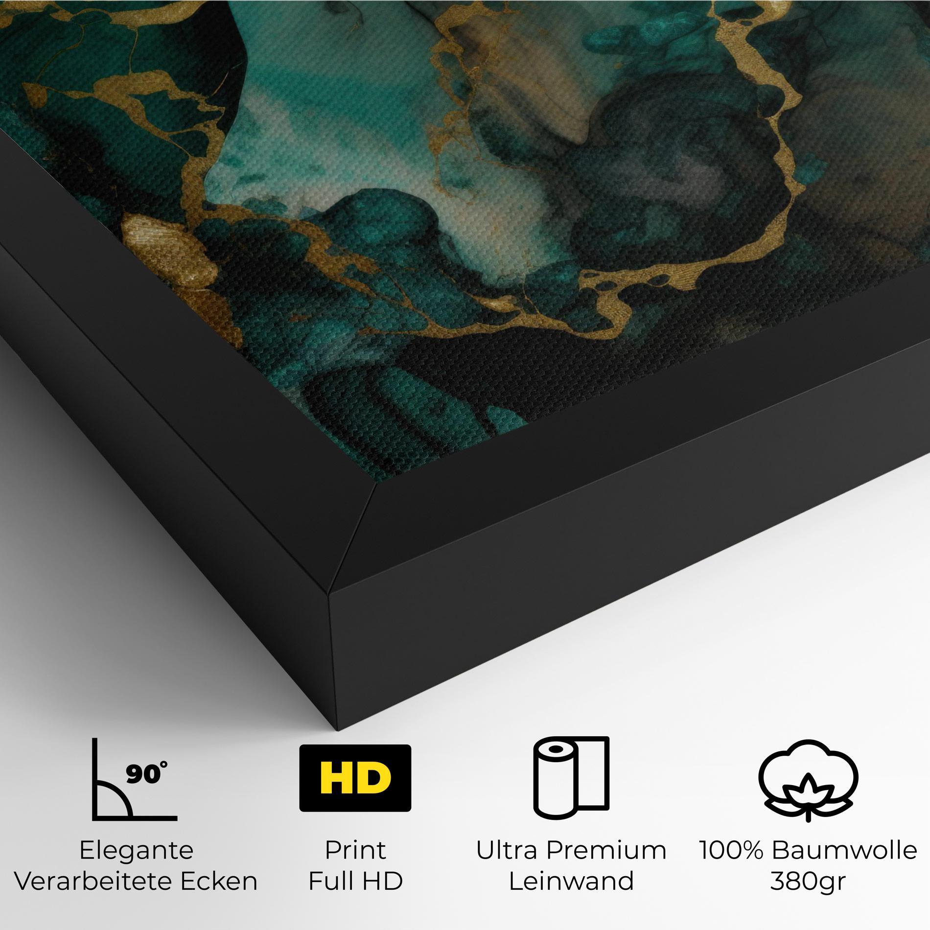 Leinwandbild Dark Green Golden Marble mockup 4